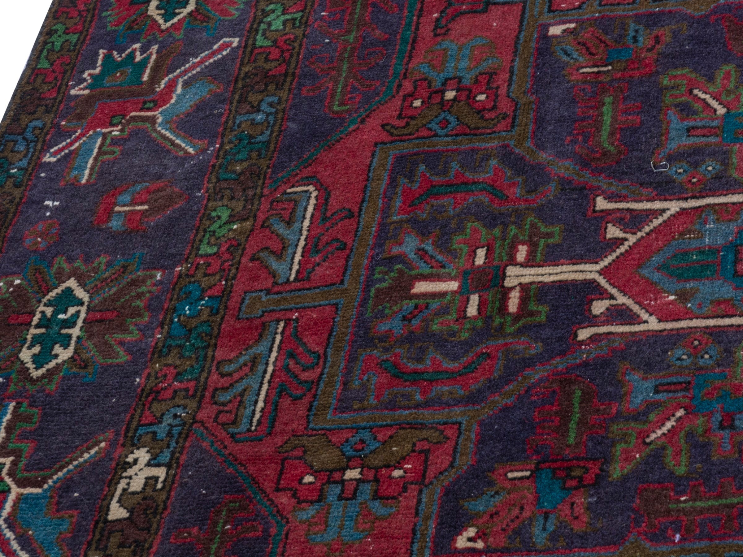 Persian Gorevan oversized rug in deep red and dark blue, view 9 of 21