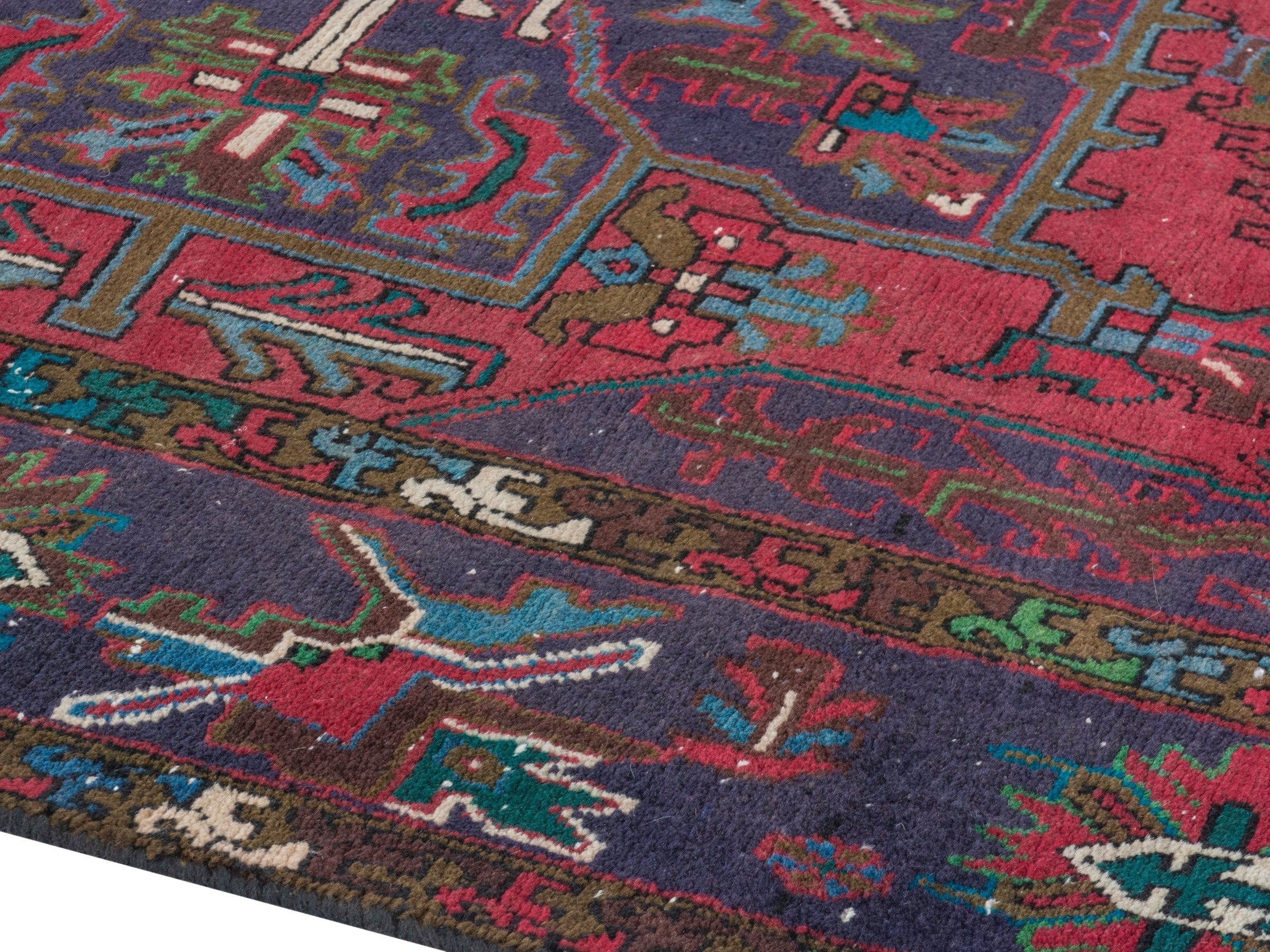 Persian Gorevan oversized rug in deep red and dark blue, view 6 of 21
