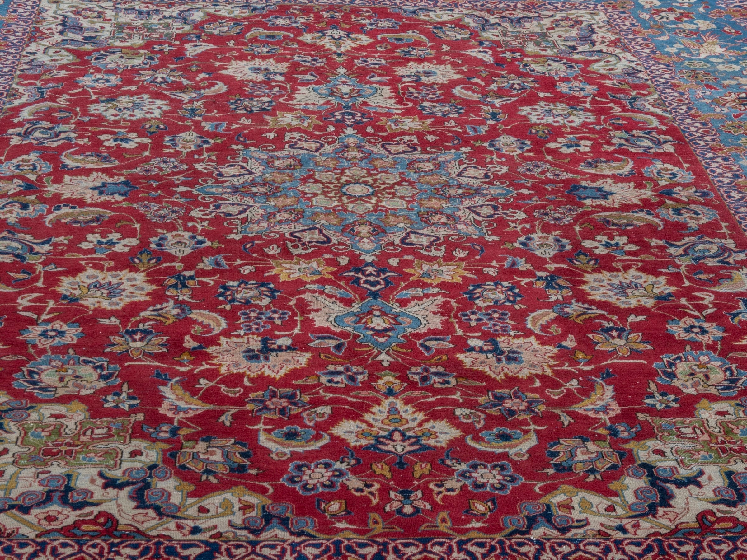 Persian Najafabad oversized rug in deep red and blue, view 8 of 23