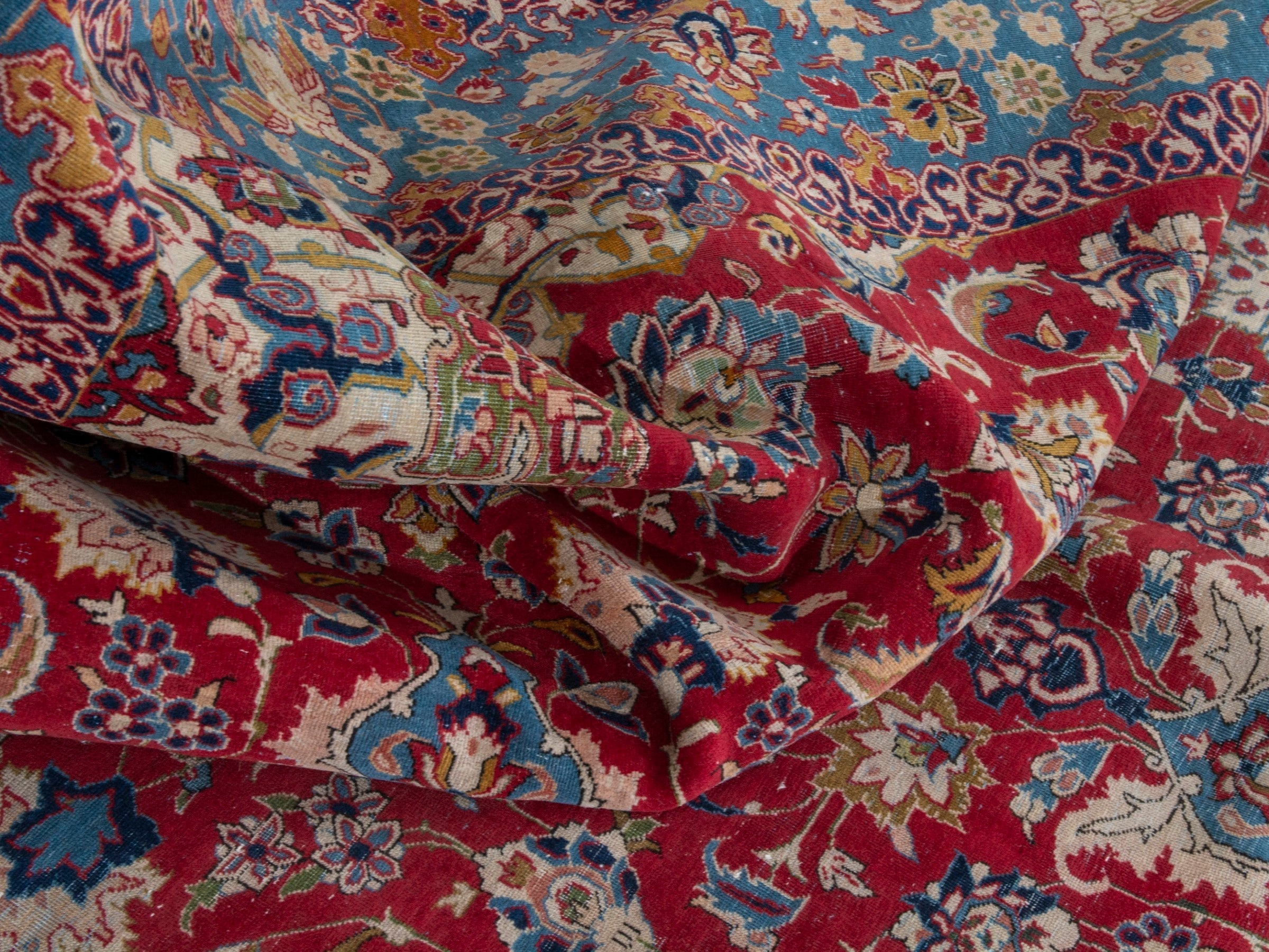 Persian Najafabad oversized rug in deep red and blue, view 19 of 23