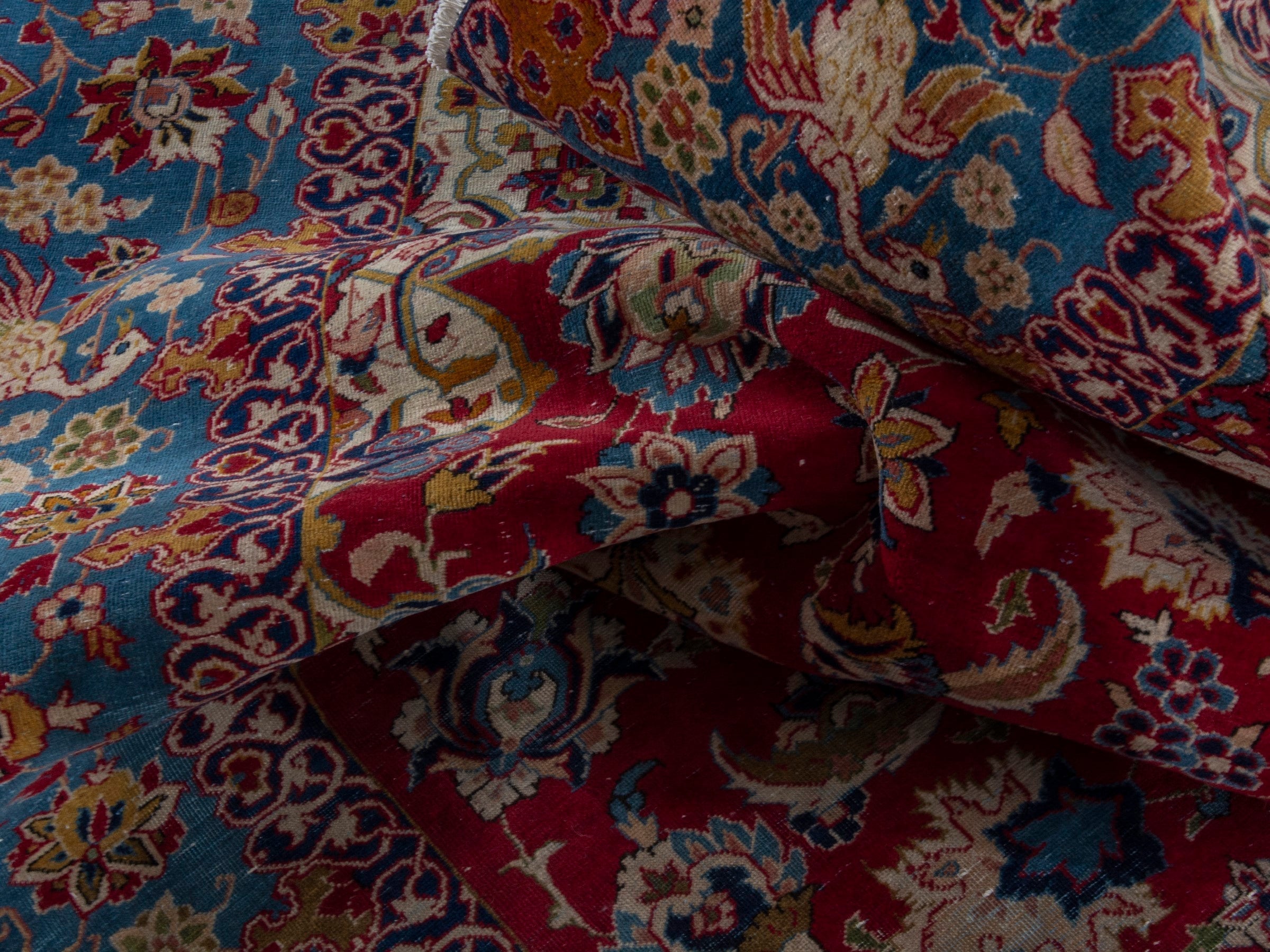 Persian Najafabad oversized rug in deep red and blue, view 20 of 23