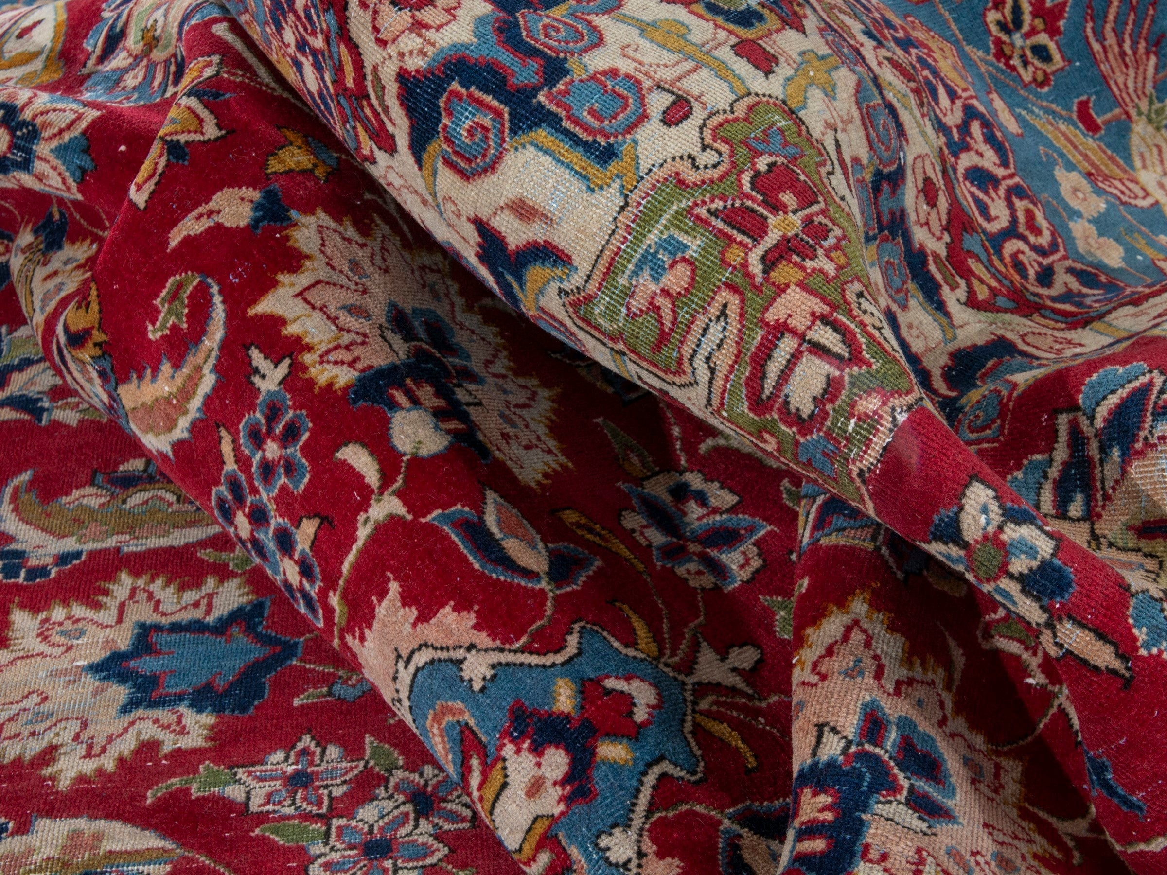 Persian Najafabad oversized rug in deep red and blue, view 21 of 23