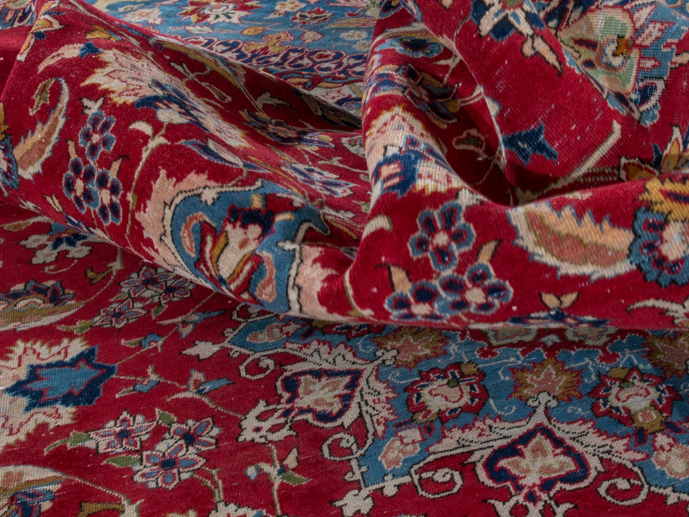 Persian Najafabad oversized rug in deep red and blue, view 22 of 23