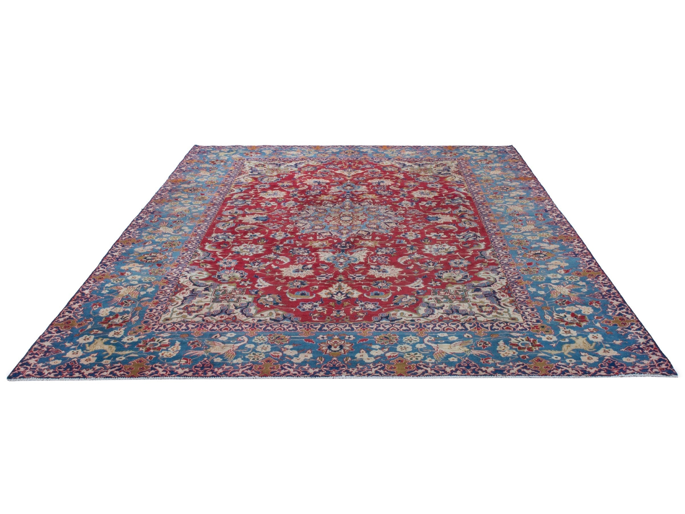 Persian Najafabad oversized rug in deep red and blue, view 2 of 23
