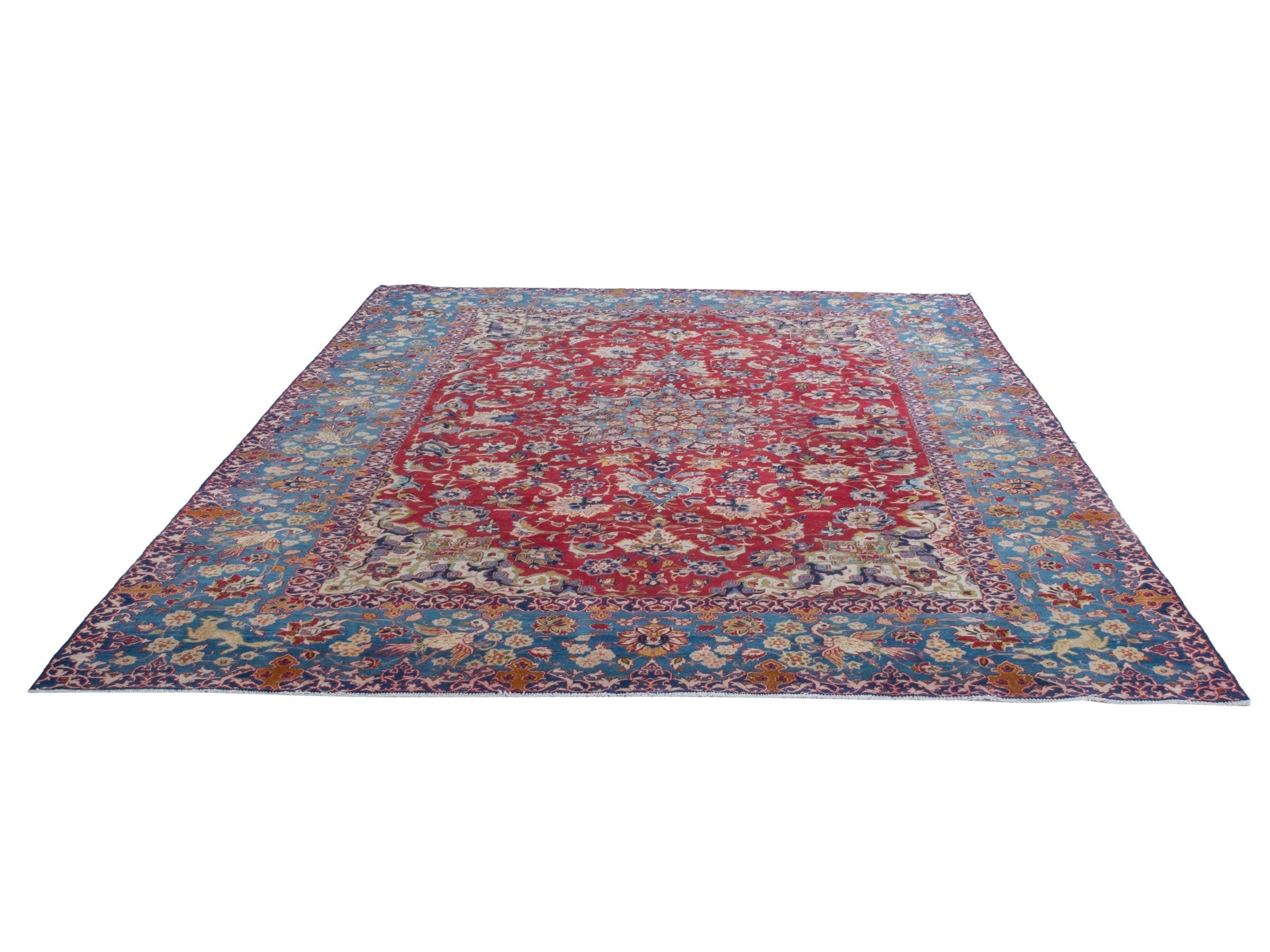 Persian Najafabad oversized rug in deep red and blue, view 3 of 23