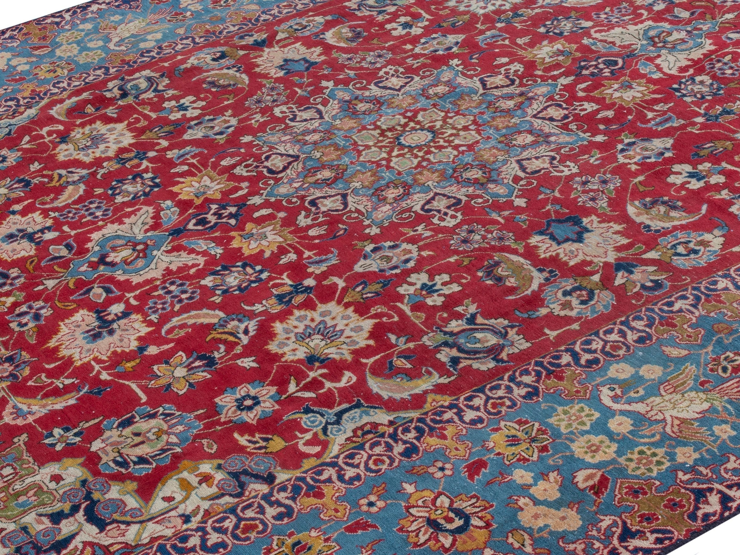 Persian Najafabad oversized rug in deep red and blue, view 4 of 23