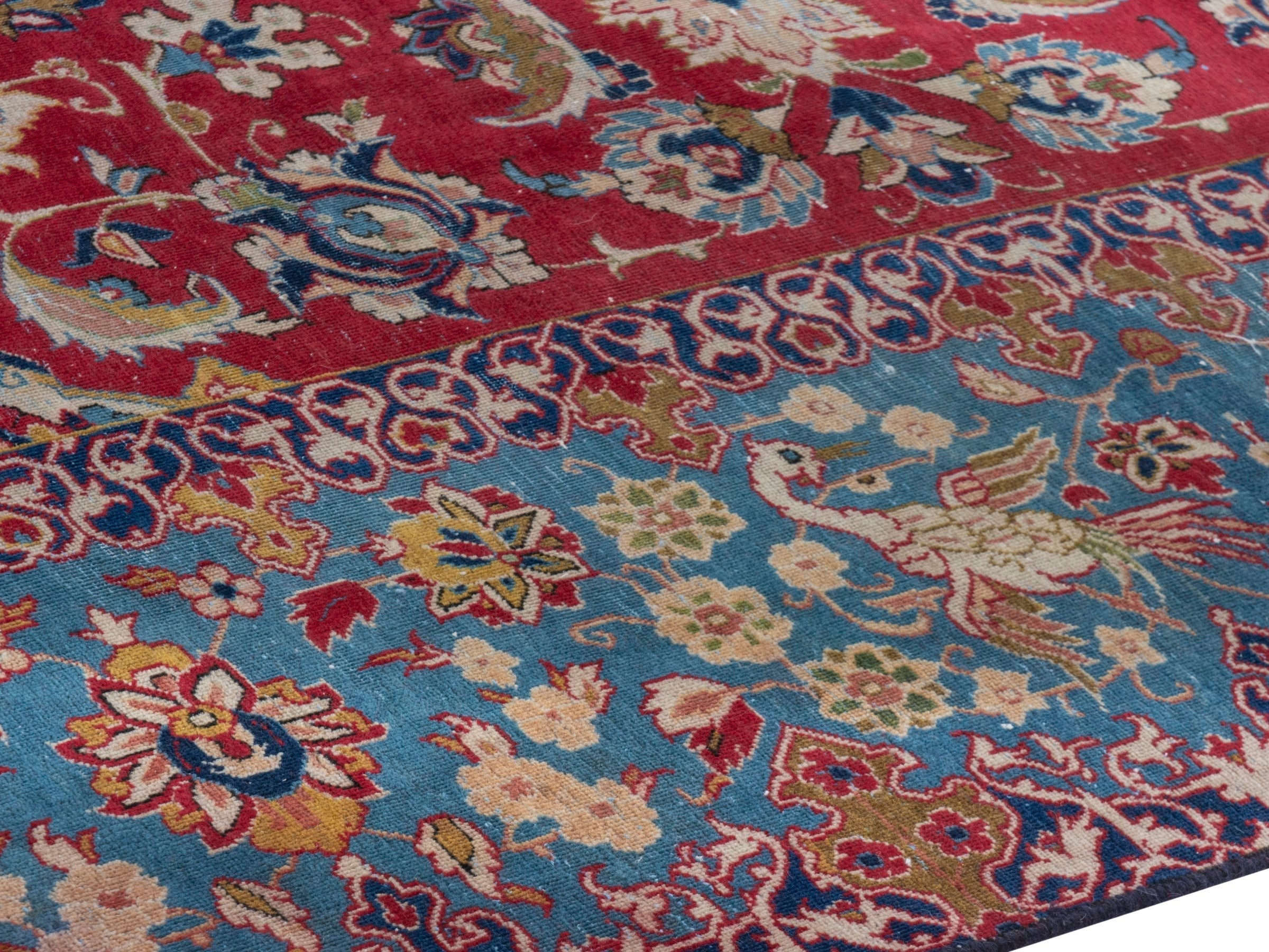 Persian Najafabad oversized rug in deep red and blue, view 6 of 23