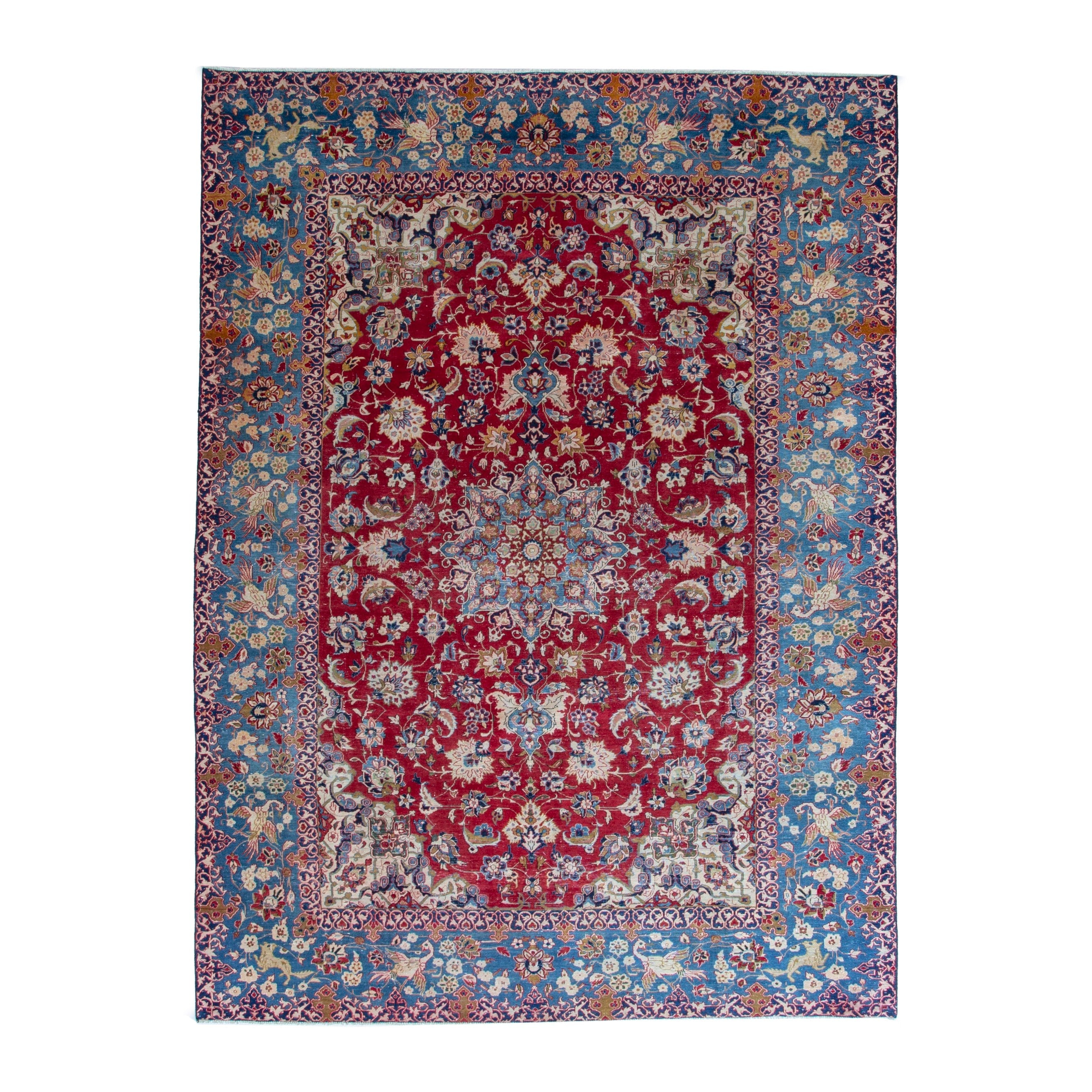 Persian Najafabad oversized rug in deep red and blue, 8'4" x 11'10"