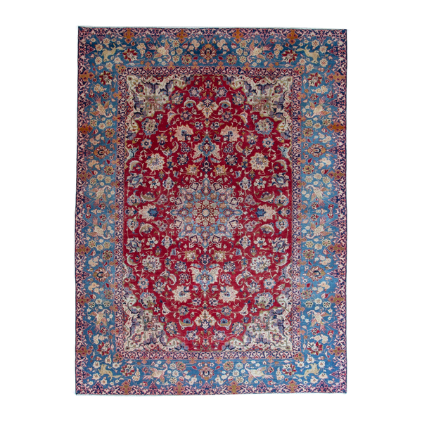 Persian Najafabad oversized rug in deep red and blue, 8'4" x 11'10"