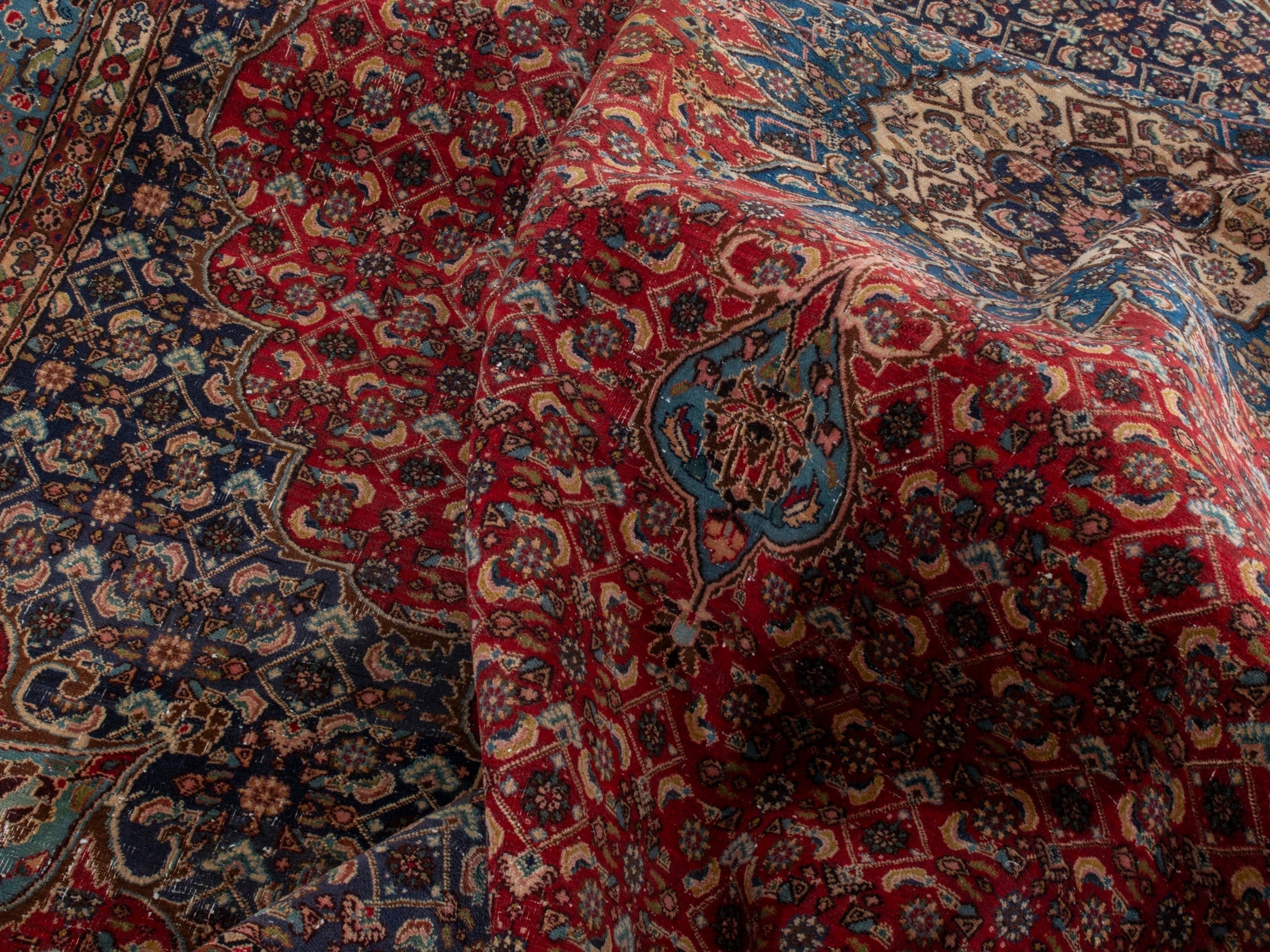 Persian Birjand oversized rug in rust and slate, view 17 of 22