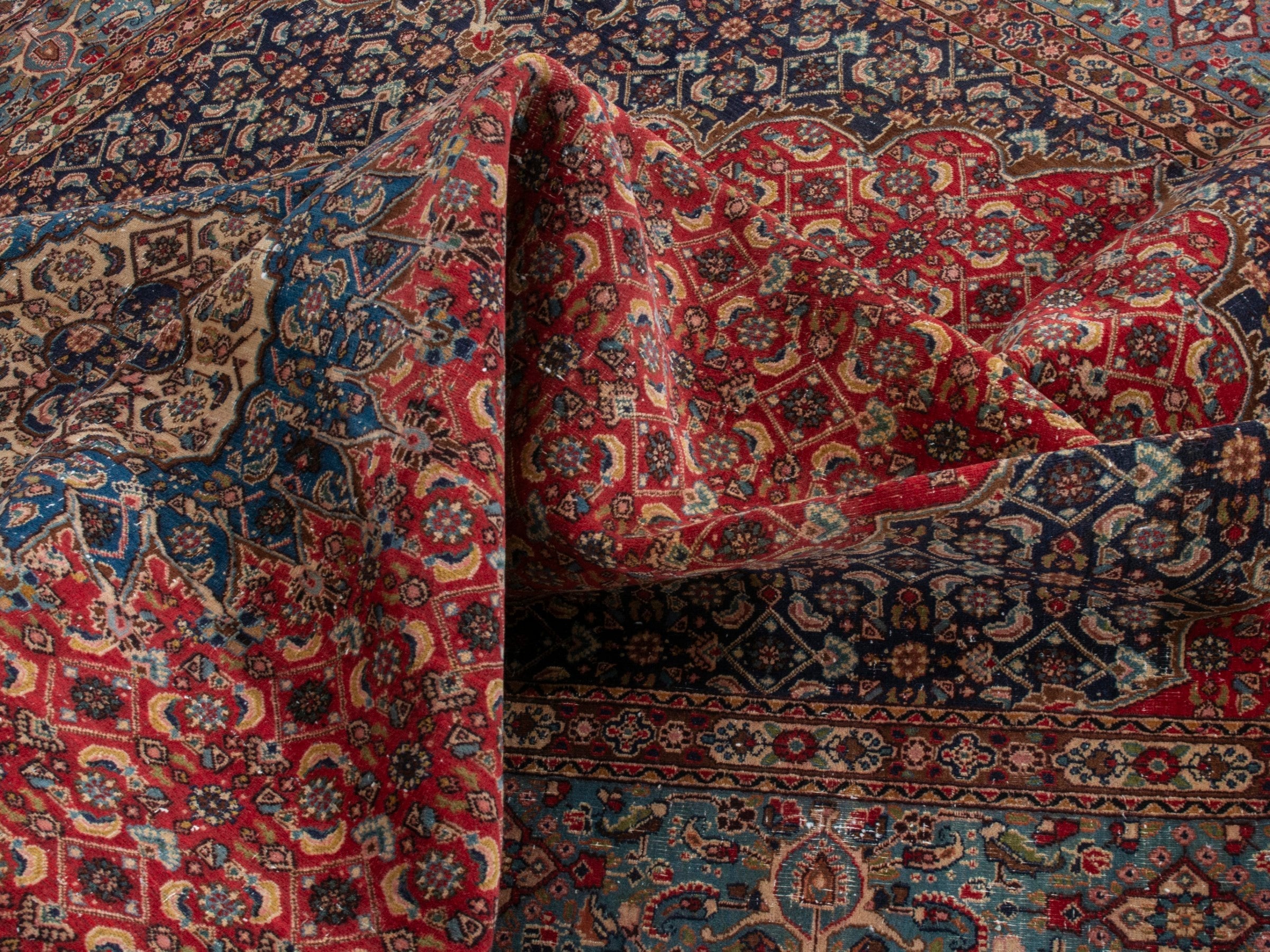 Persian Birjand oversized rug in rust and slate, view 18 of 22
