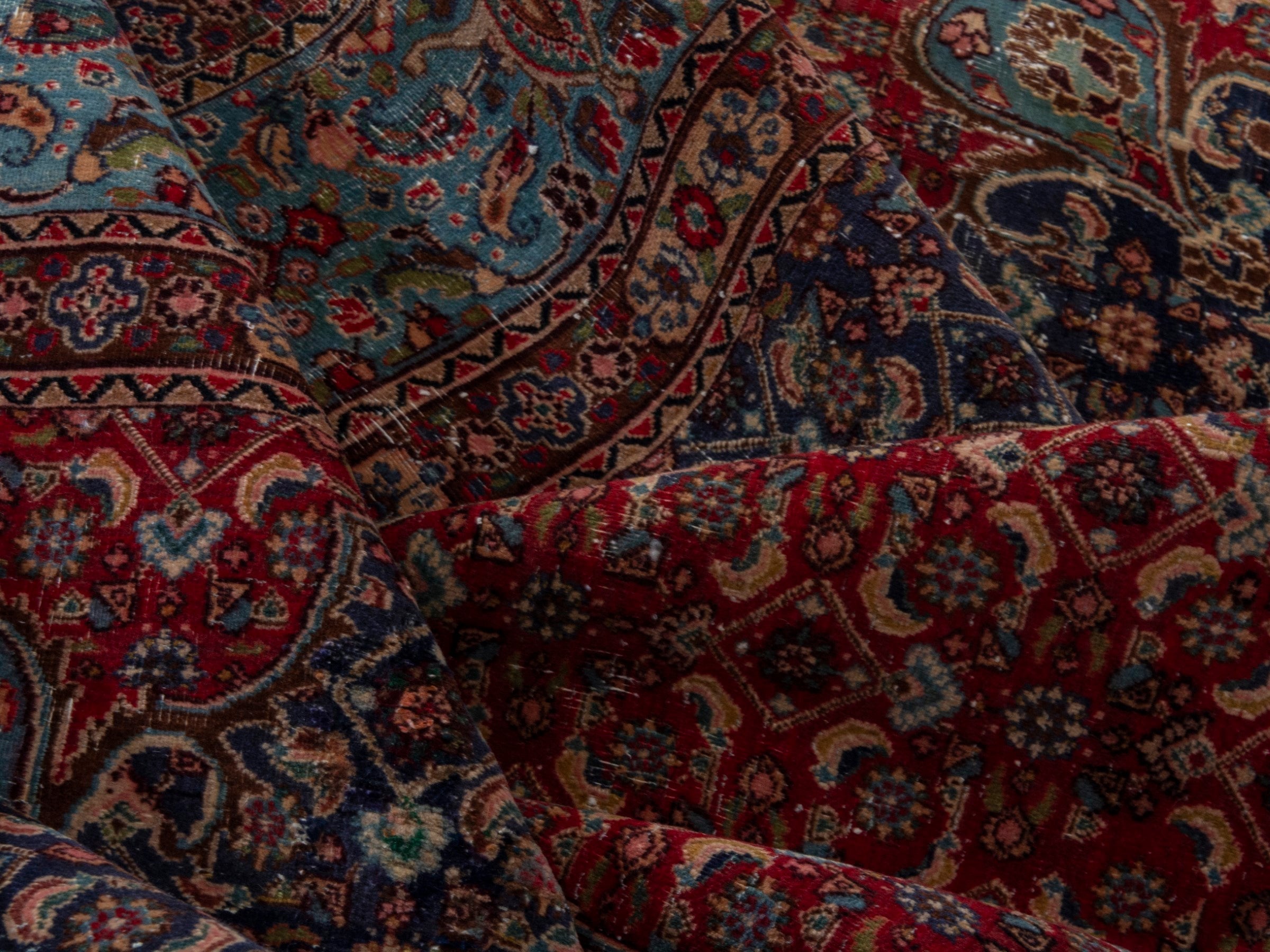 Persian Birjand oversized rug in rust and slate, view 21 of 22