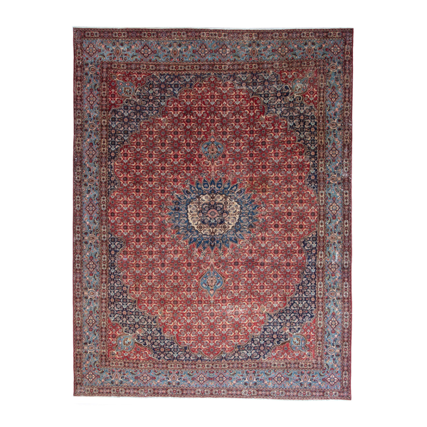 Persian Birjand oversized rug in rust and slate, 8'6" x 11'10"