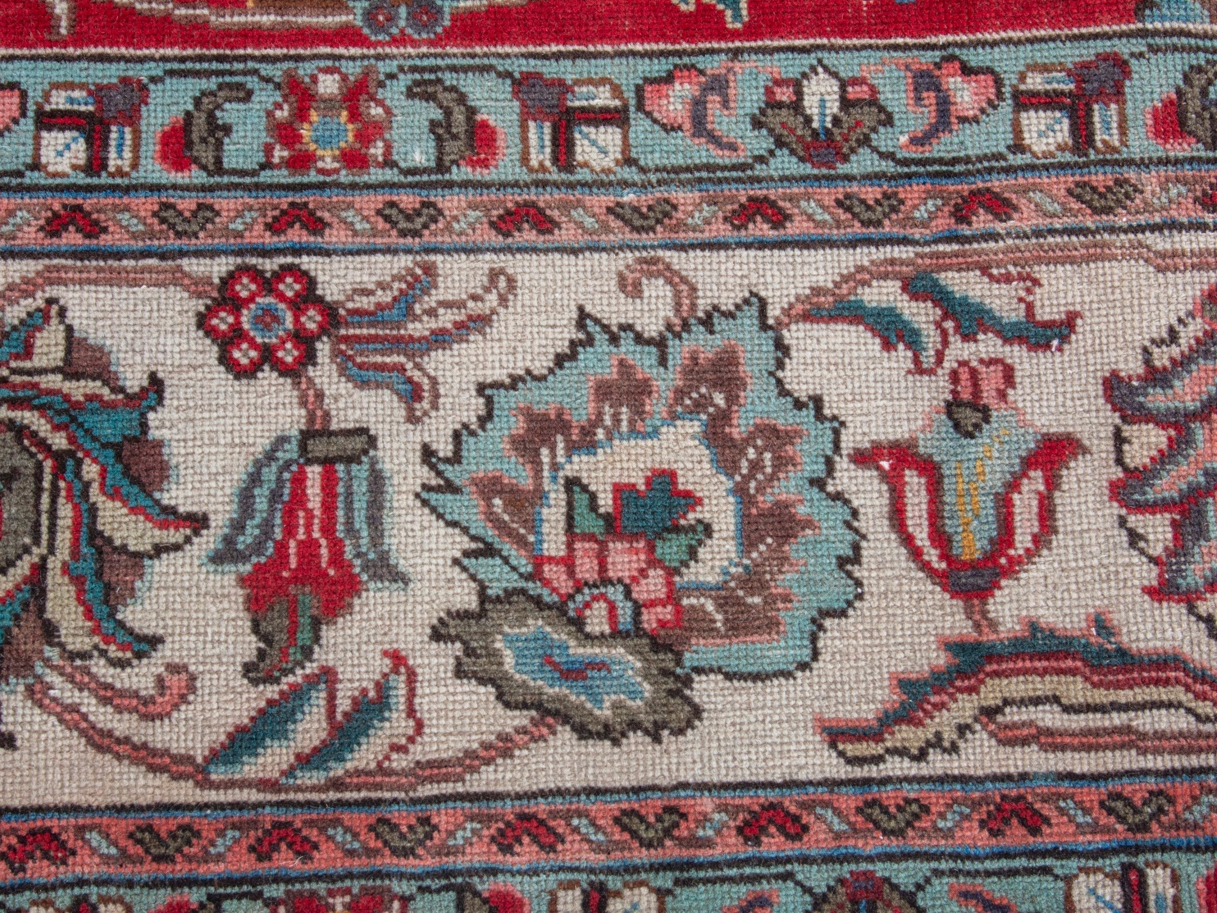 Persian Tabriz oversized rug in deep red and ivory, view 11 of 20