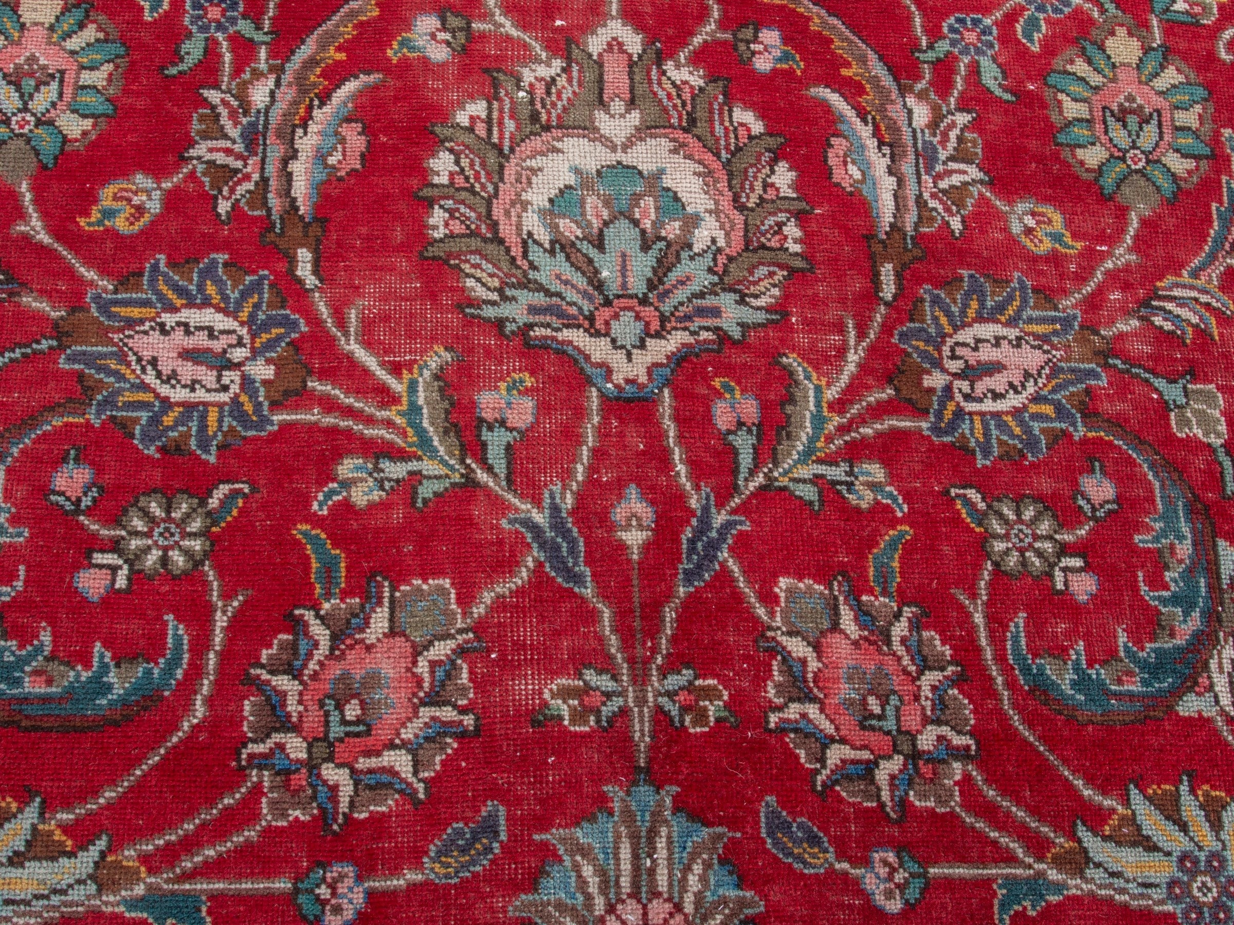 Persian Tabriz oversized rug in deep red and ivory, view 12 of 20