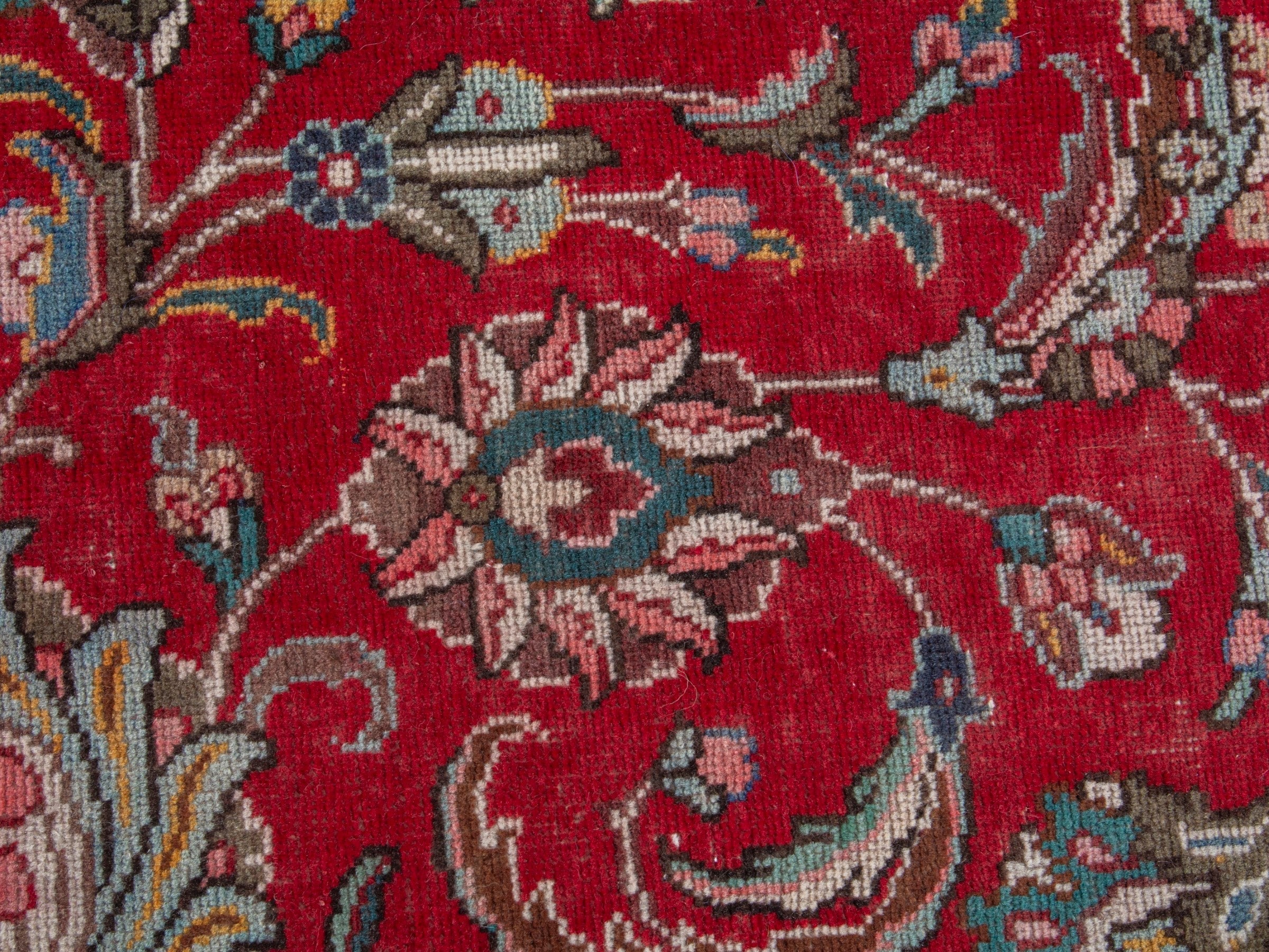 Persian Tabriz oversized rug in deep red and ivory, view 13 of 20