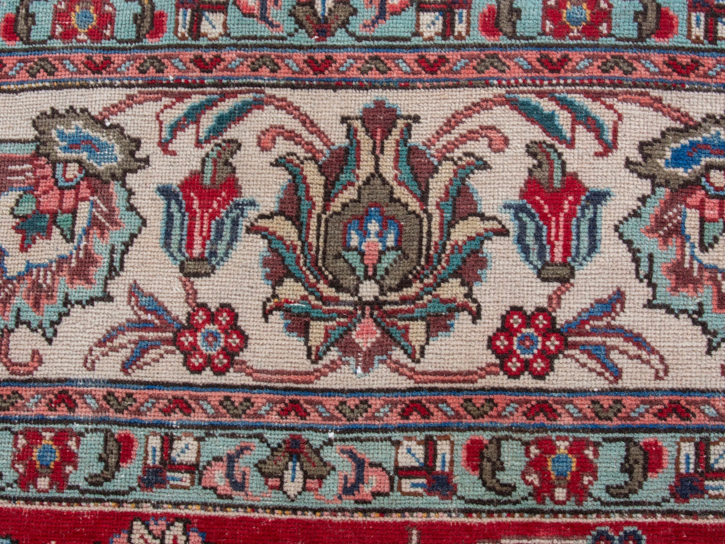 Persian Tabriz oversized rug in deep red and ivory, view 14 of 20