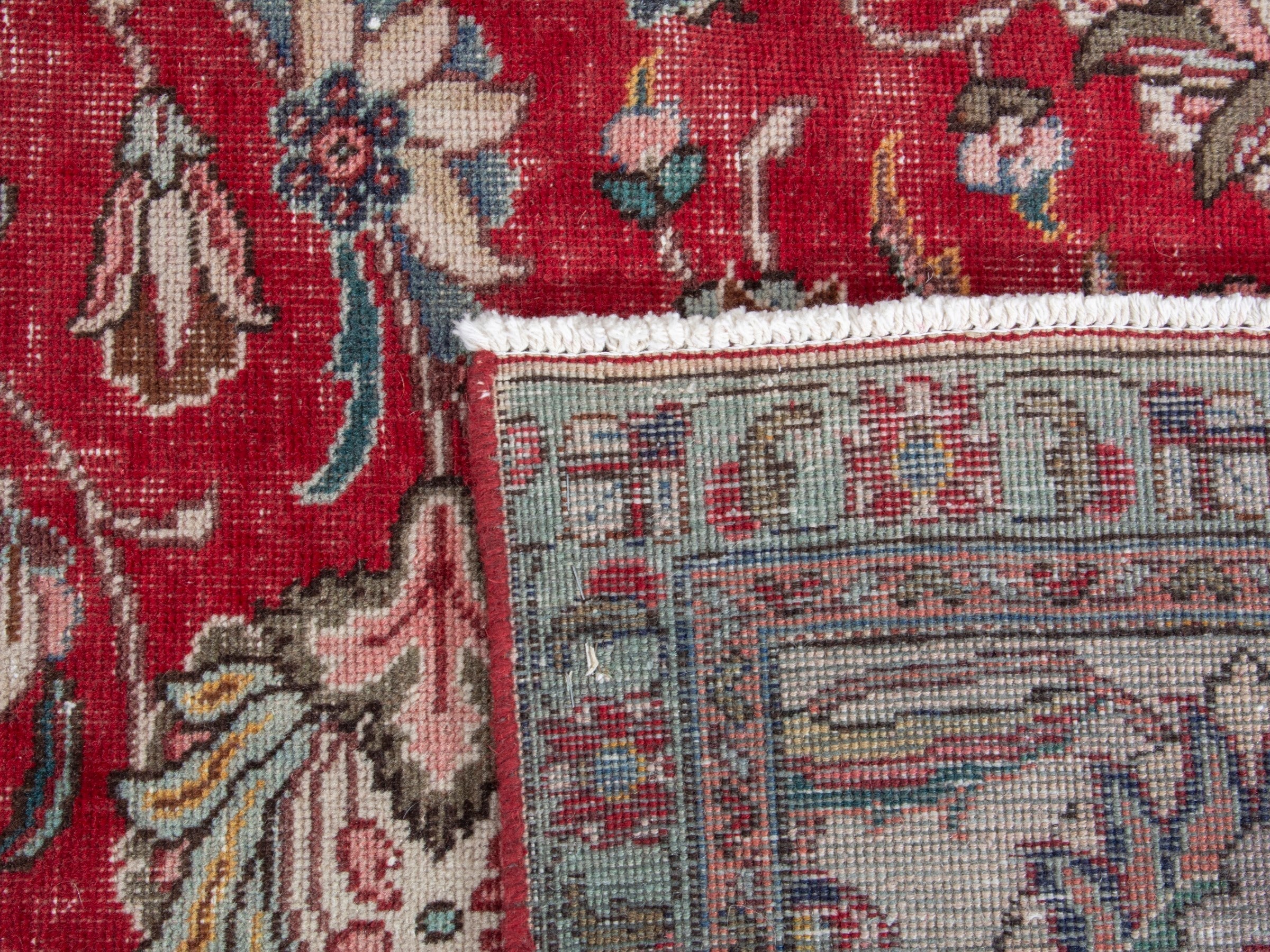 Persian Tabriz oversized rug in deep red and ivory, view 20 of 20