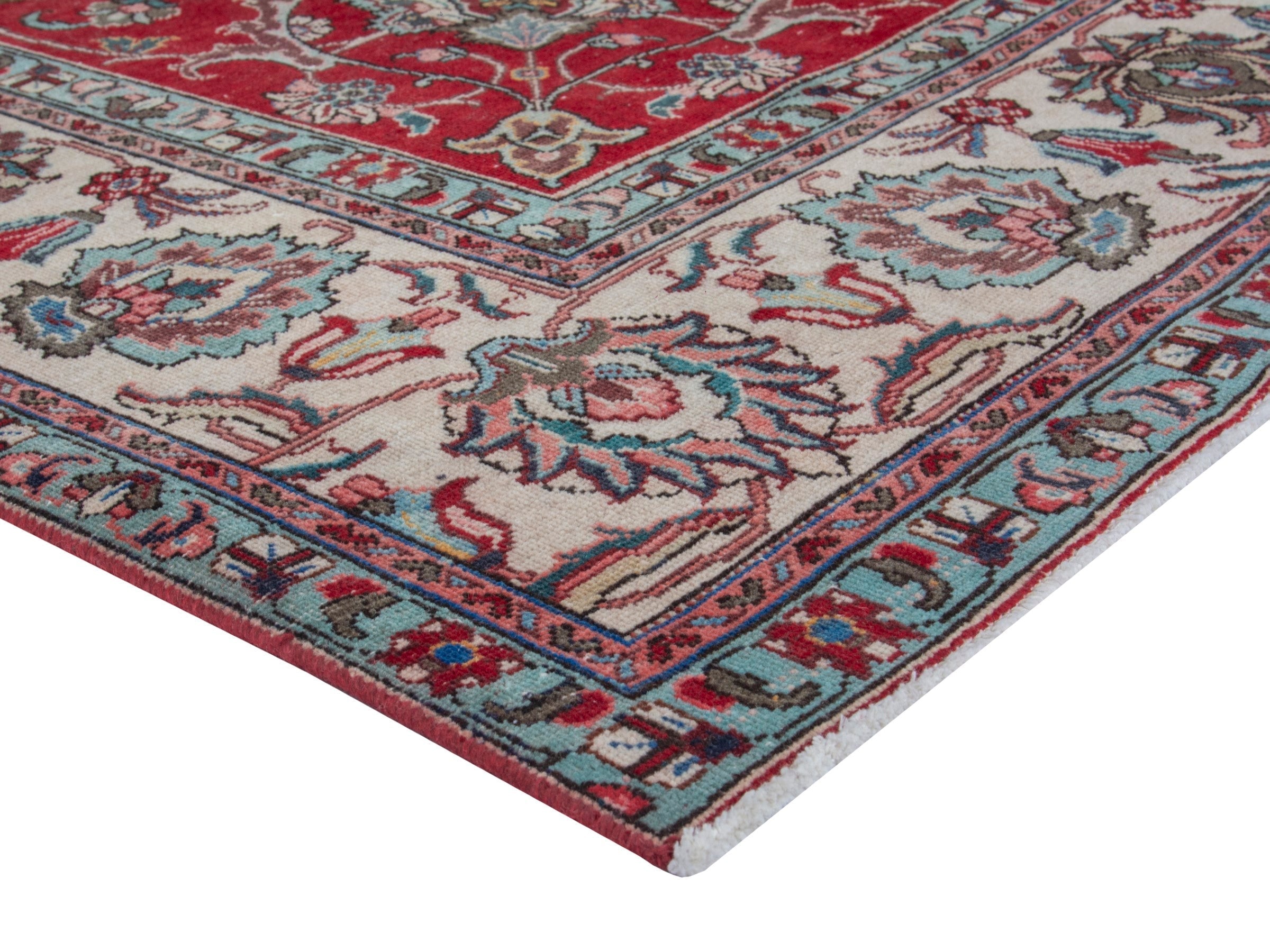 Persian Tabriz oversized rug in deep red and ivory, view 5 of 20