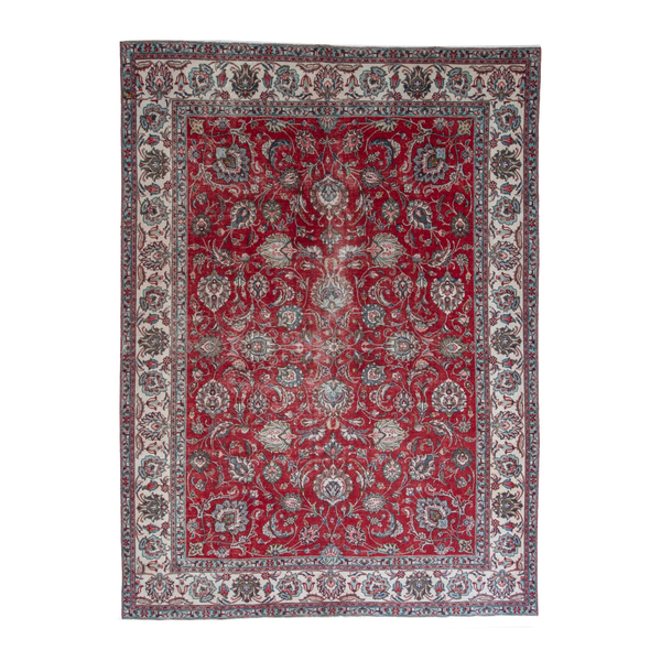 Persian Tabriz oversized rug in deep red and ivory, 9'4" x 12'6"