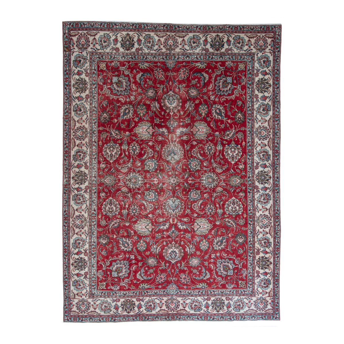Persian Tabriz oversized rug in deep red and ivory, 9'4" x 12'6"