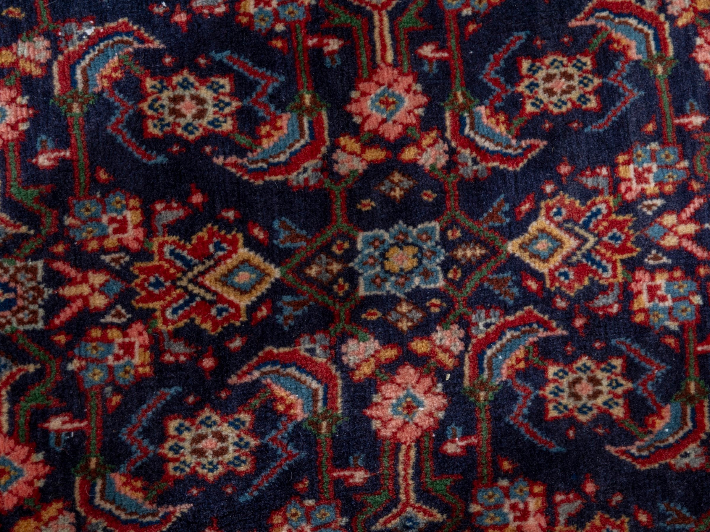 Persian Mahal oversized rug in navy and deep red, view 14 of 28