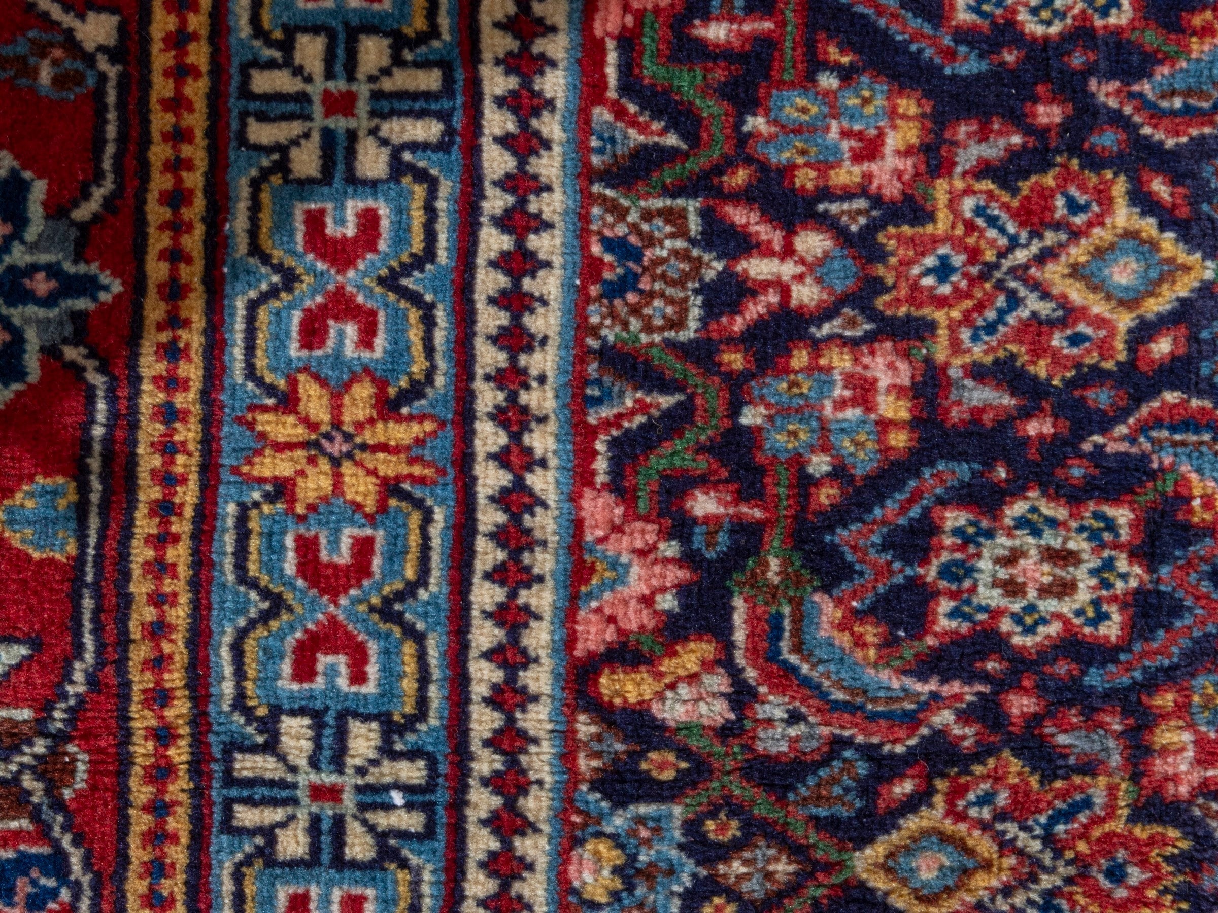Persian Mahal oversized rug in navy and deep red, view 21 of 28