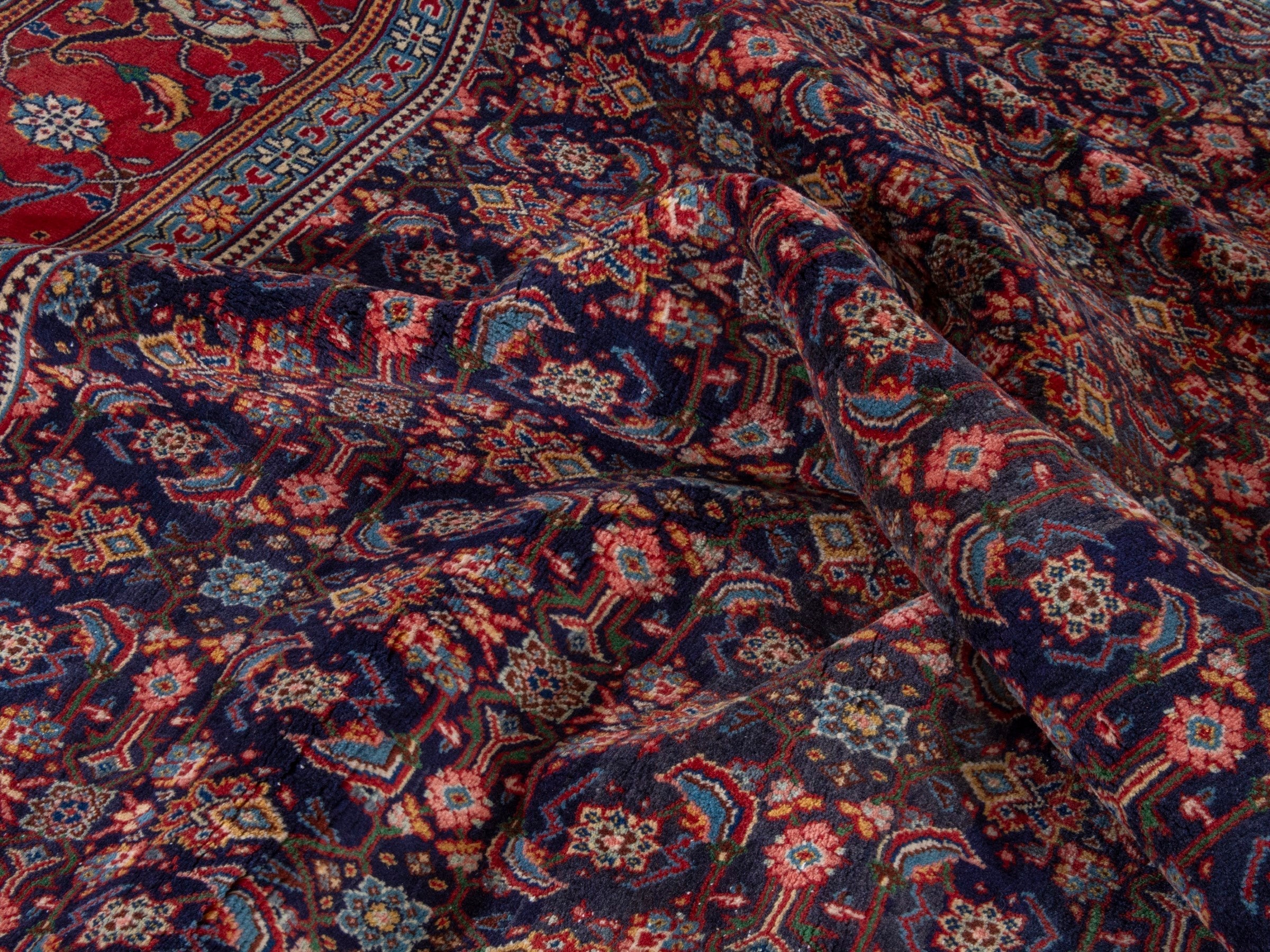 Persian Mahal oversized rug in navy and deep red, view 23 of 28