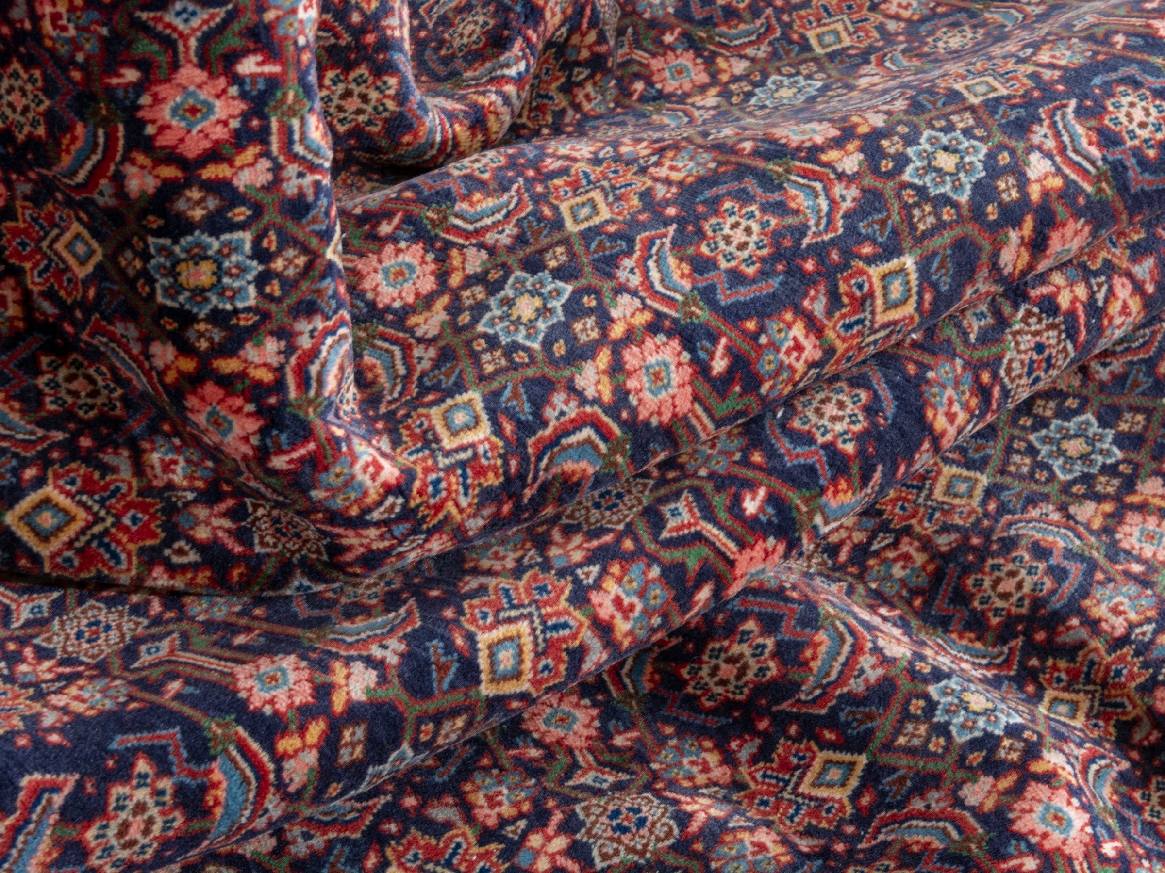 Persian Mahal oversized rug in navy and deep red, view 24 of 28