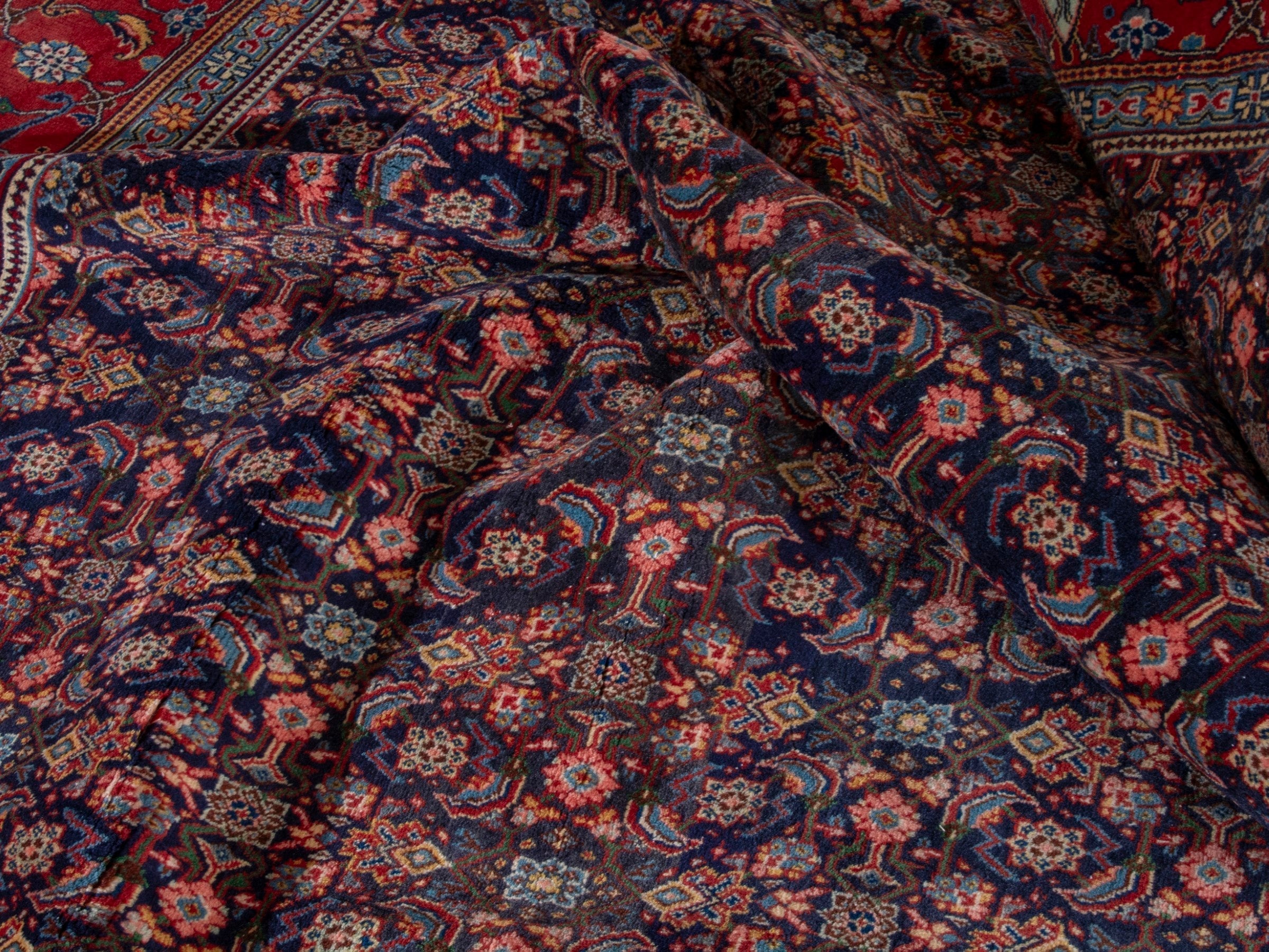 Persian Mahal oversized rug in navy and deep red, view 25 of 28