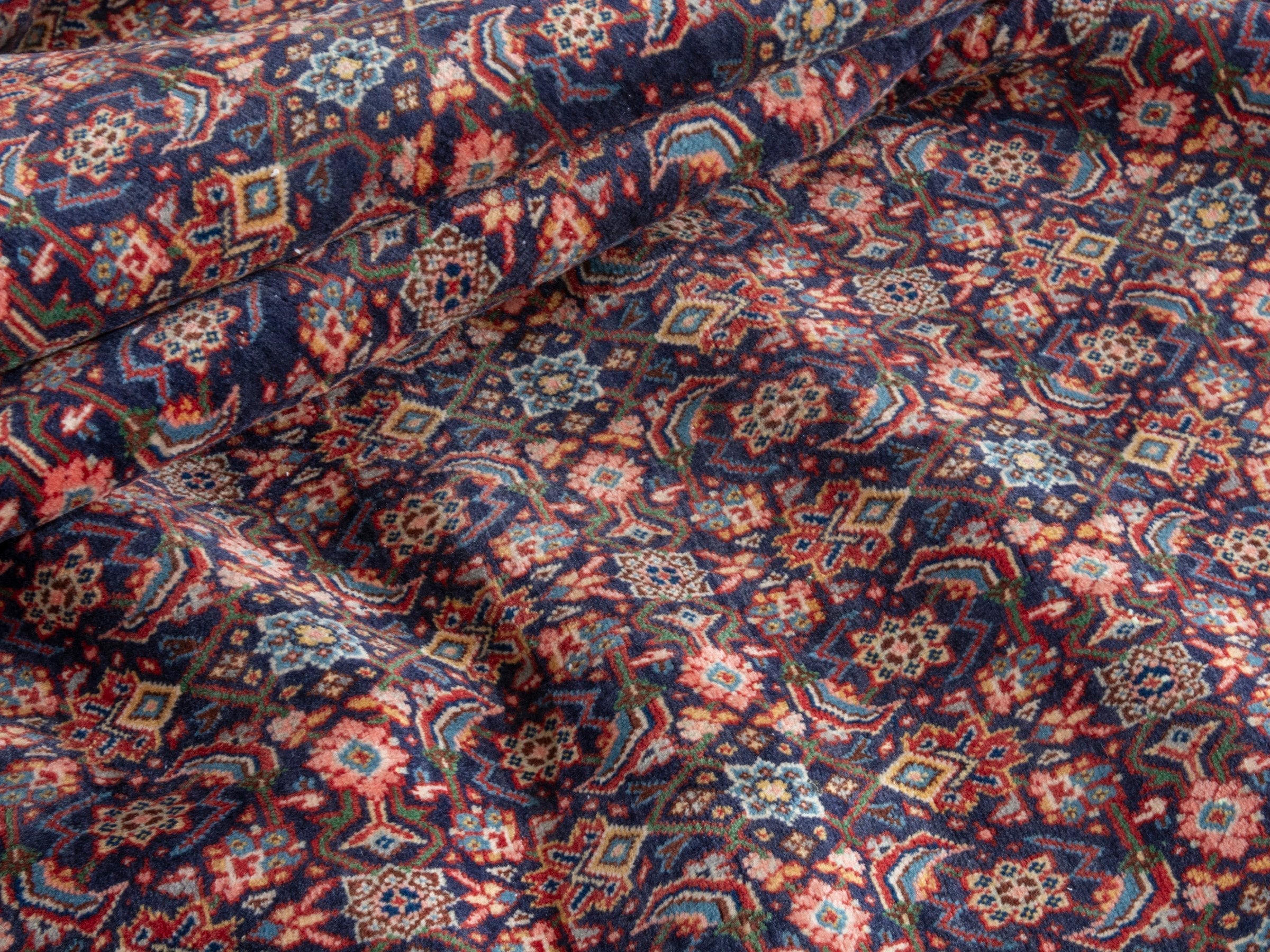 Persian Mahal oversized rug in navy and deep red, view 26 of 28