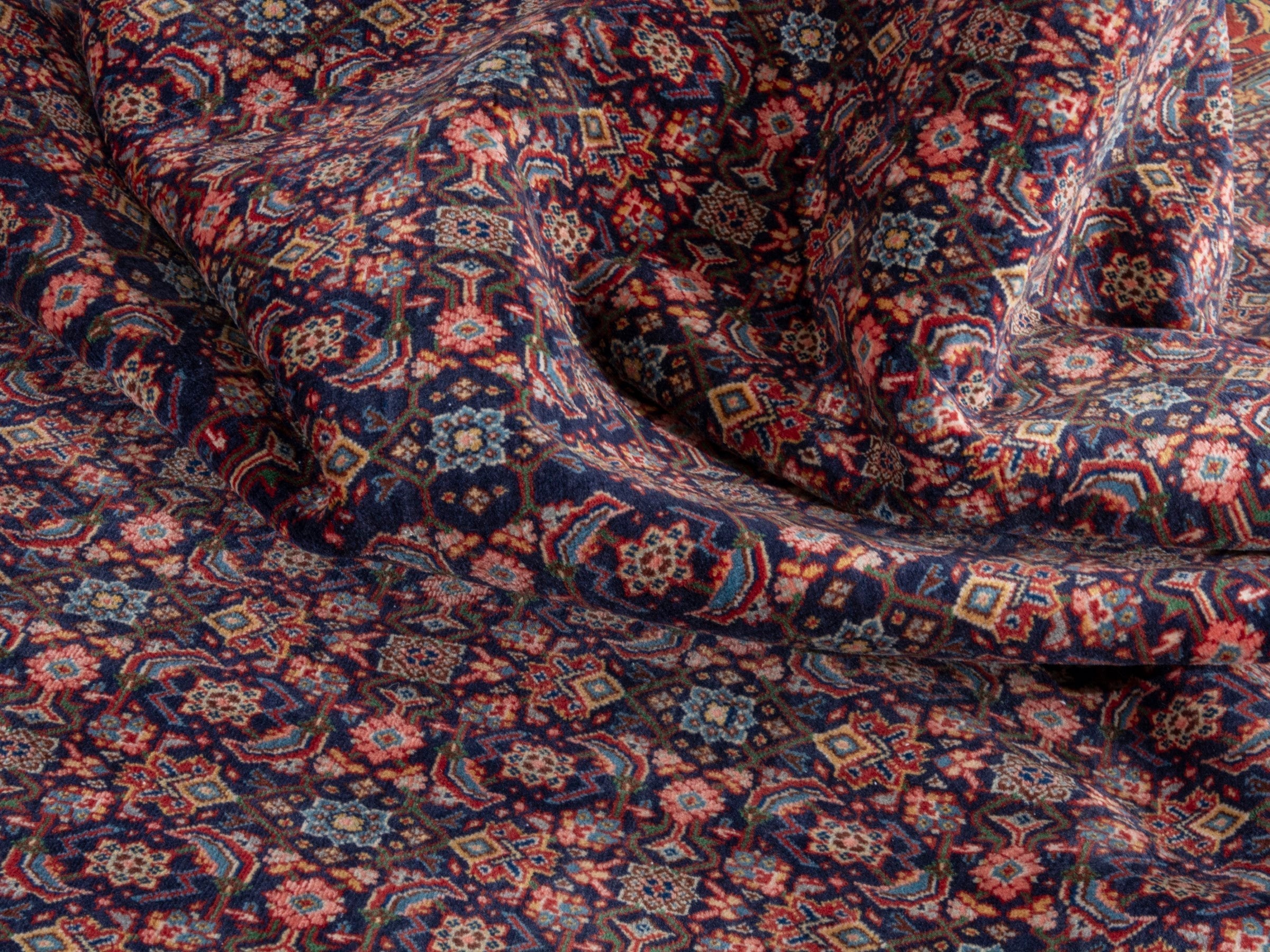 Persian Mahal oversized rug in navy and deep red, view 27 of 28