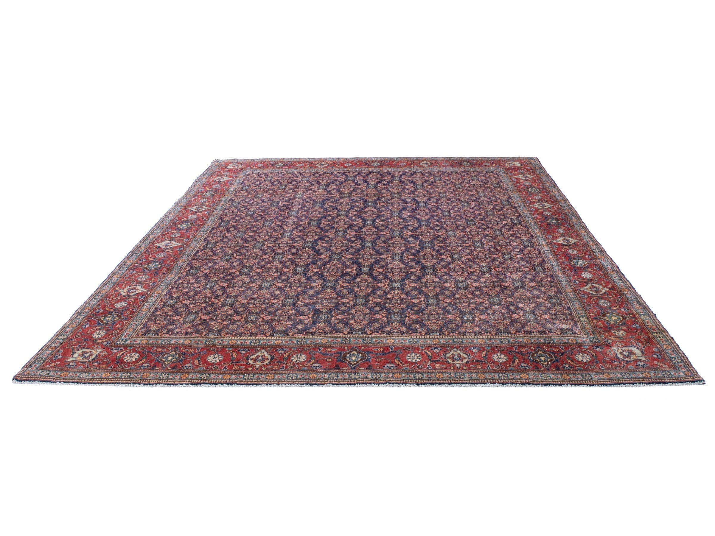 Persian Mahal oversized rug in navy and deep red, view 2 of 28