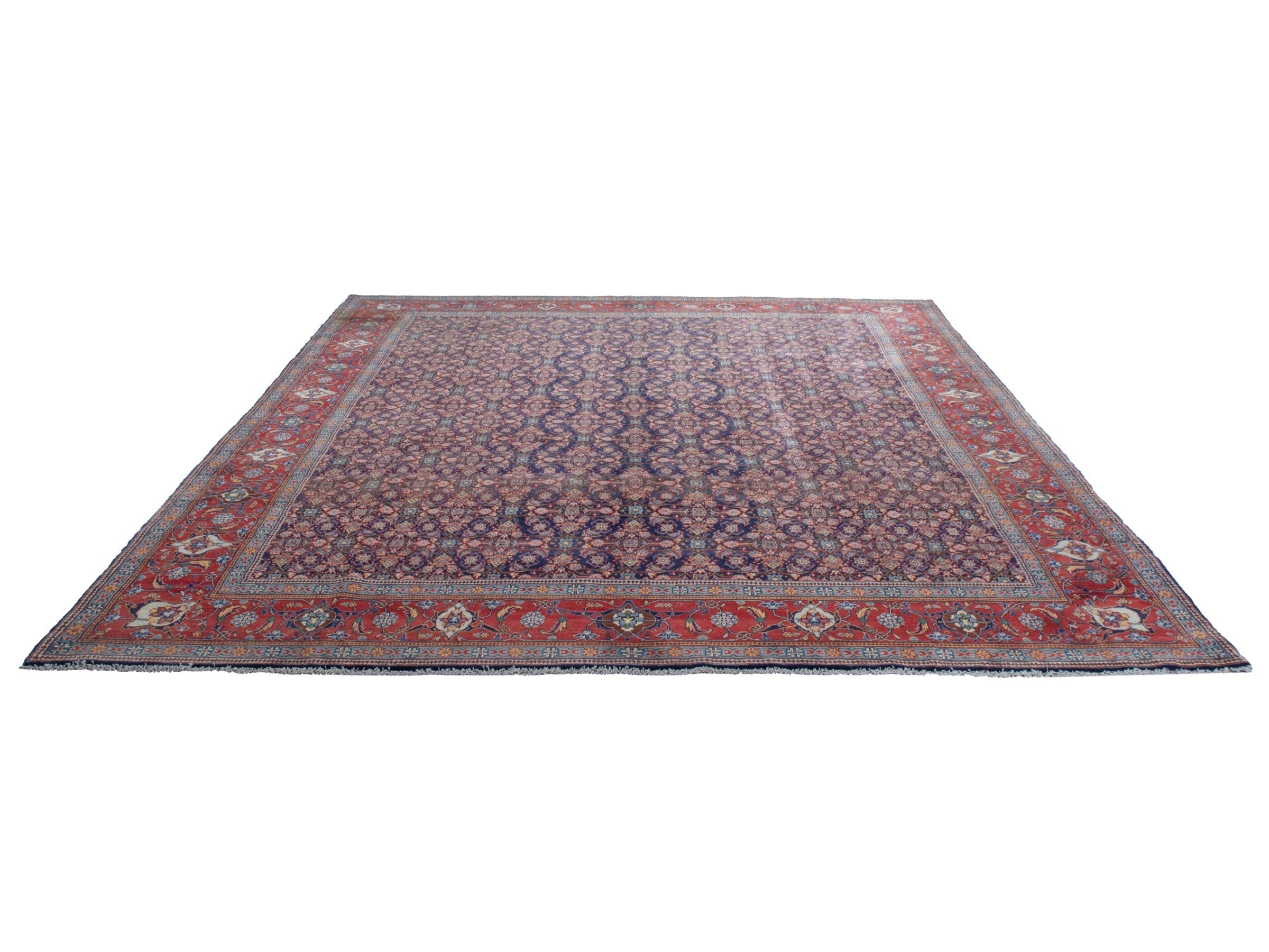 Persian Mahal oversized rug in navy and deep red, view 3 of 28