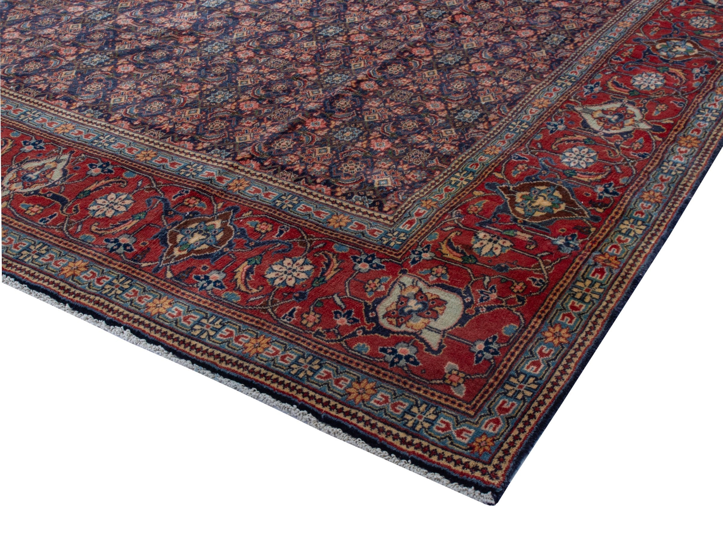 Persian Mahal oversized rug in navy and deep red, view 5 of 28
