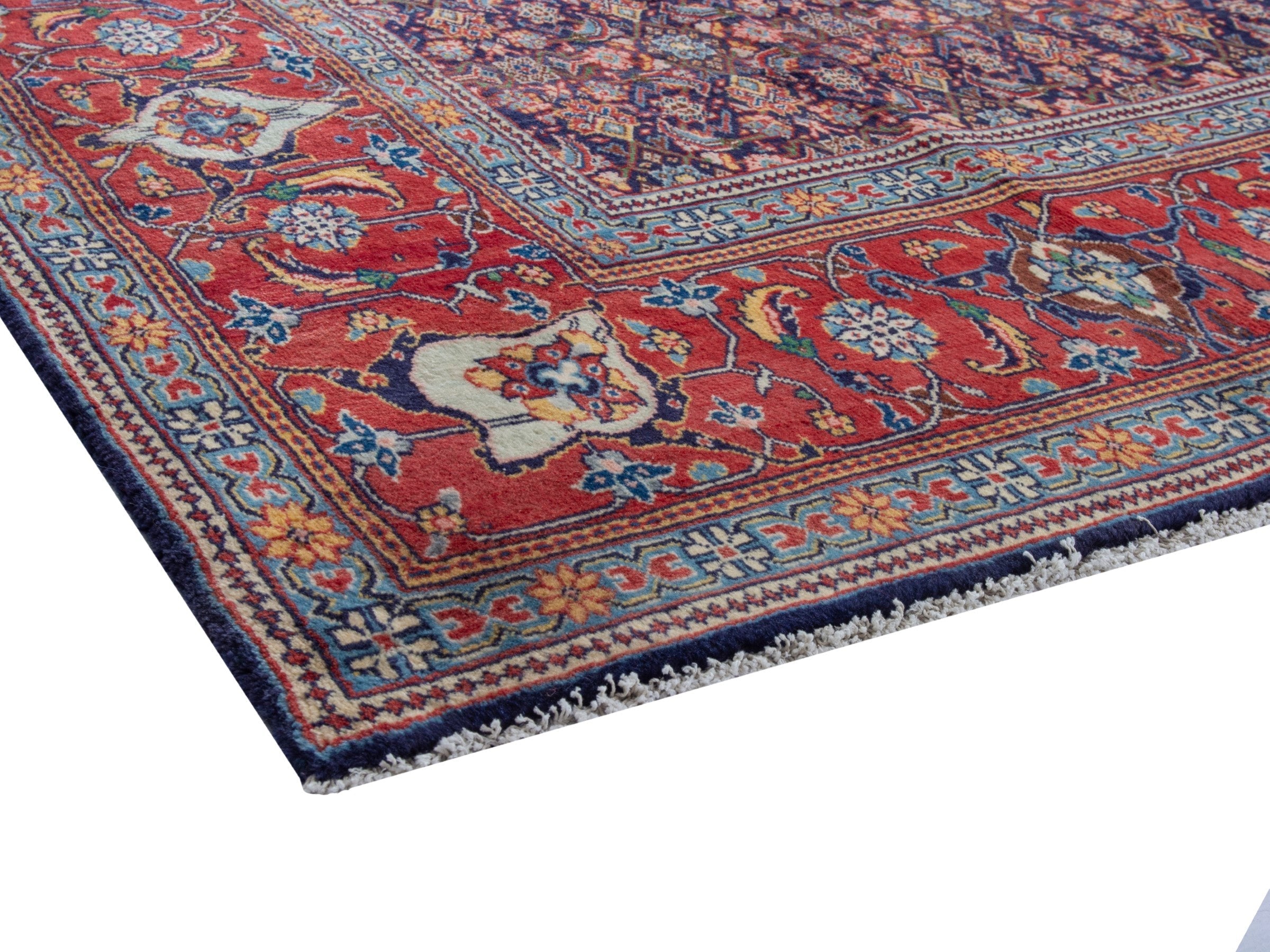 Persian Mahal oversized rug in navy and deep red, view 9 of 28