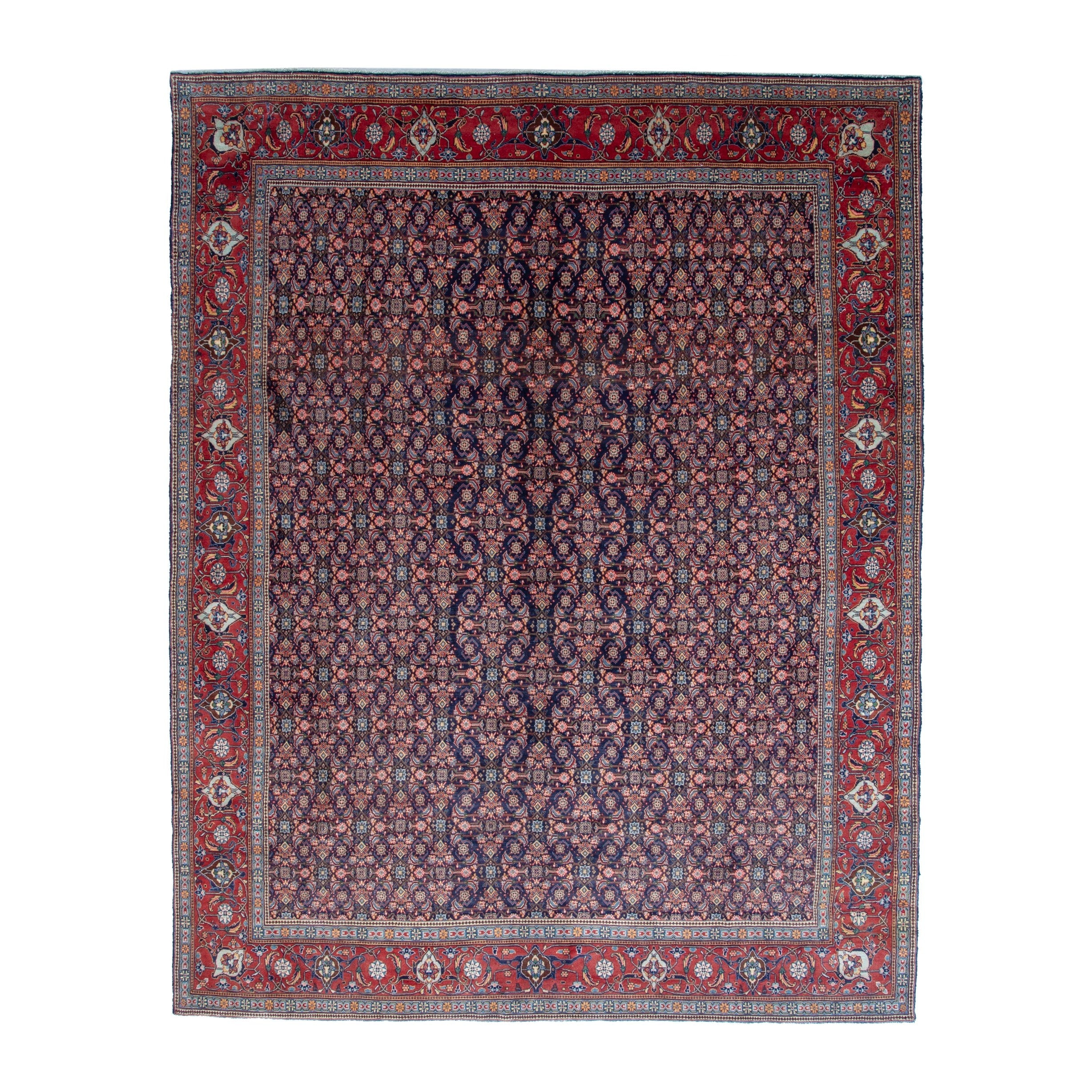Persian Mahal oversized rug in navy and deep red, 9'6" x 13'1"