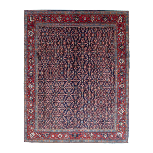 Persian Mahal oversized rug in navy and deep red, 9'6" x 13'1"