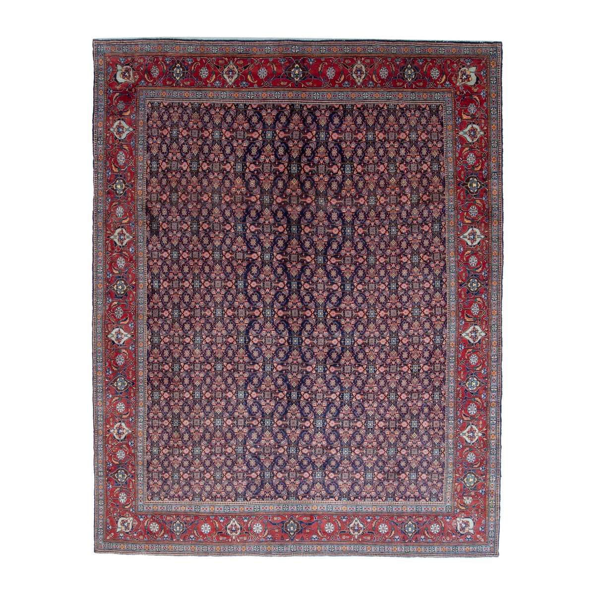 Persian Mahal oversized rug in navy and deep red, 9'6" x 13'1"