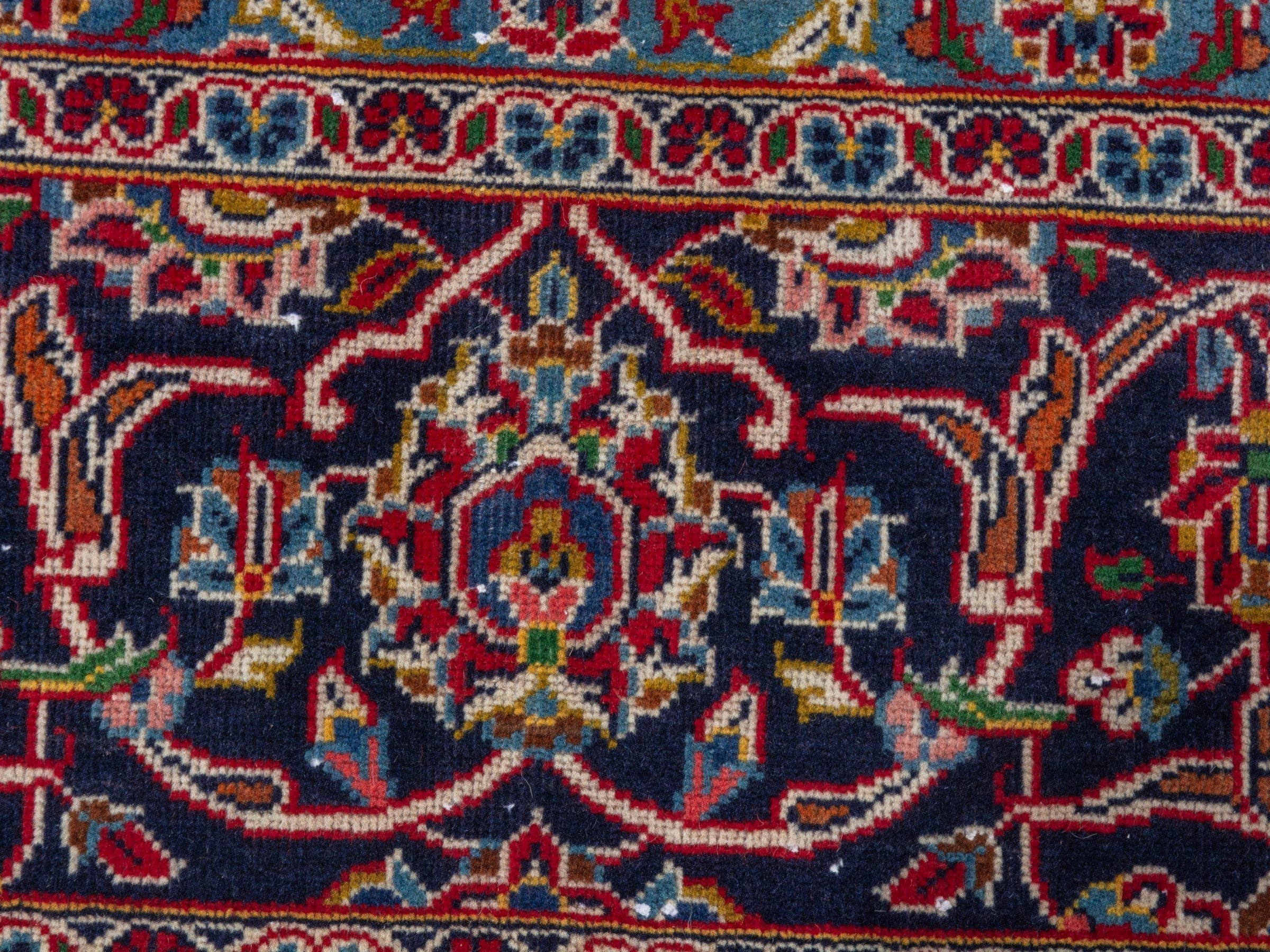 Persian Kashan oversized rug in deep red and navy, view 11 of 23