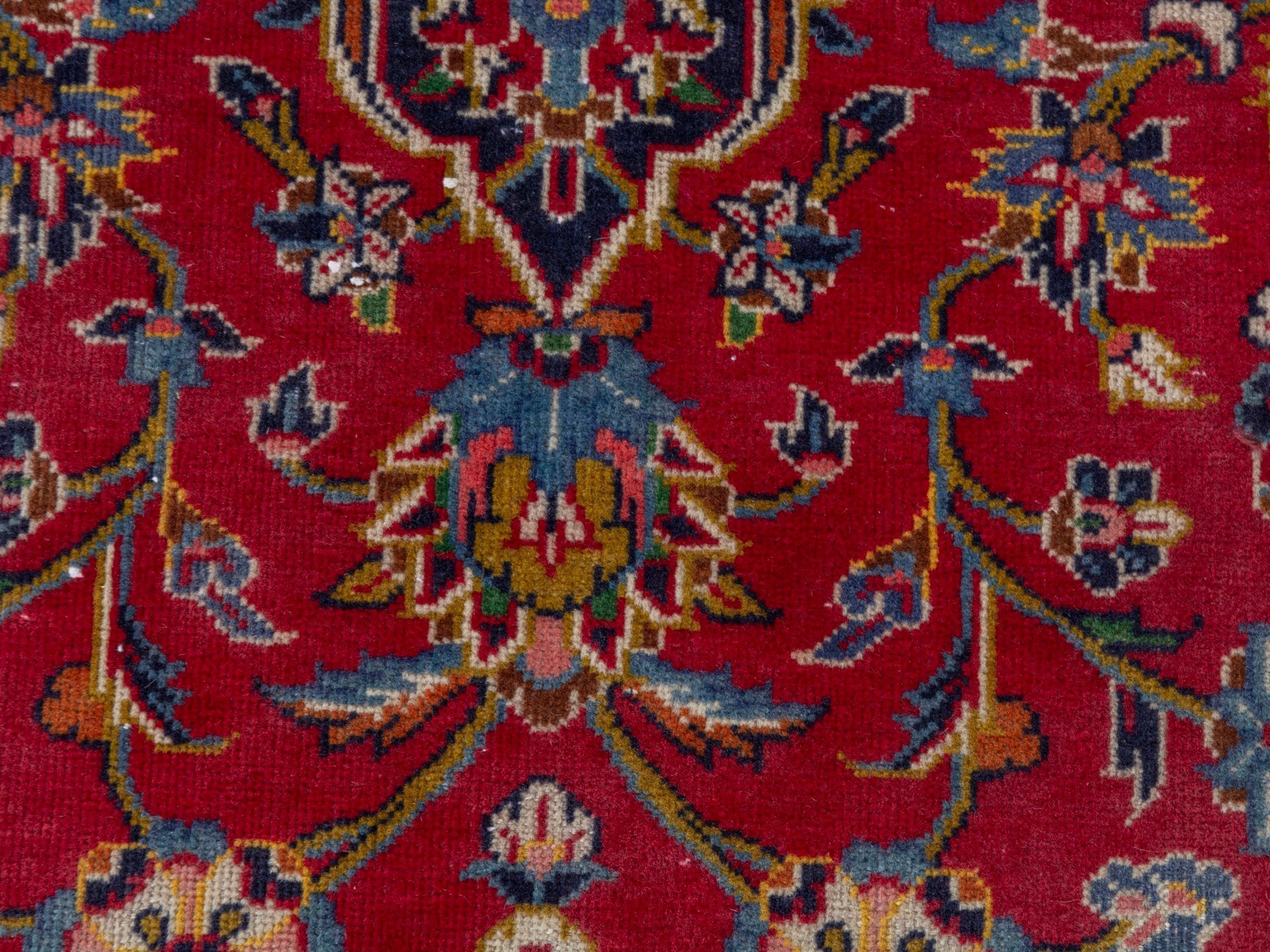 Persian Kashan oversized rug in deep red and navy, view 12 of 23