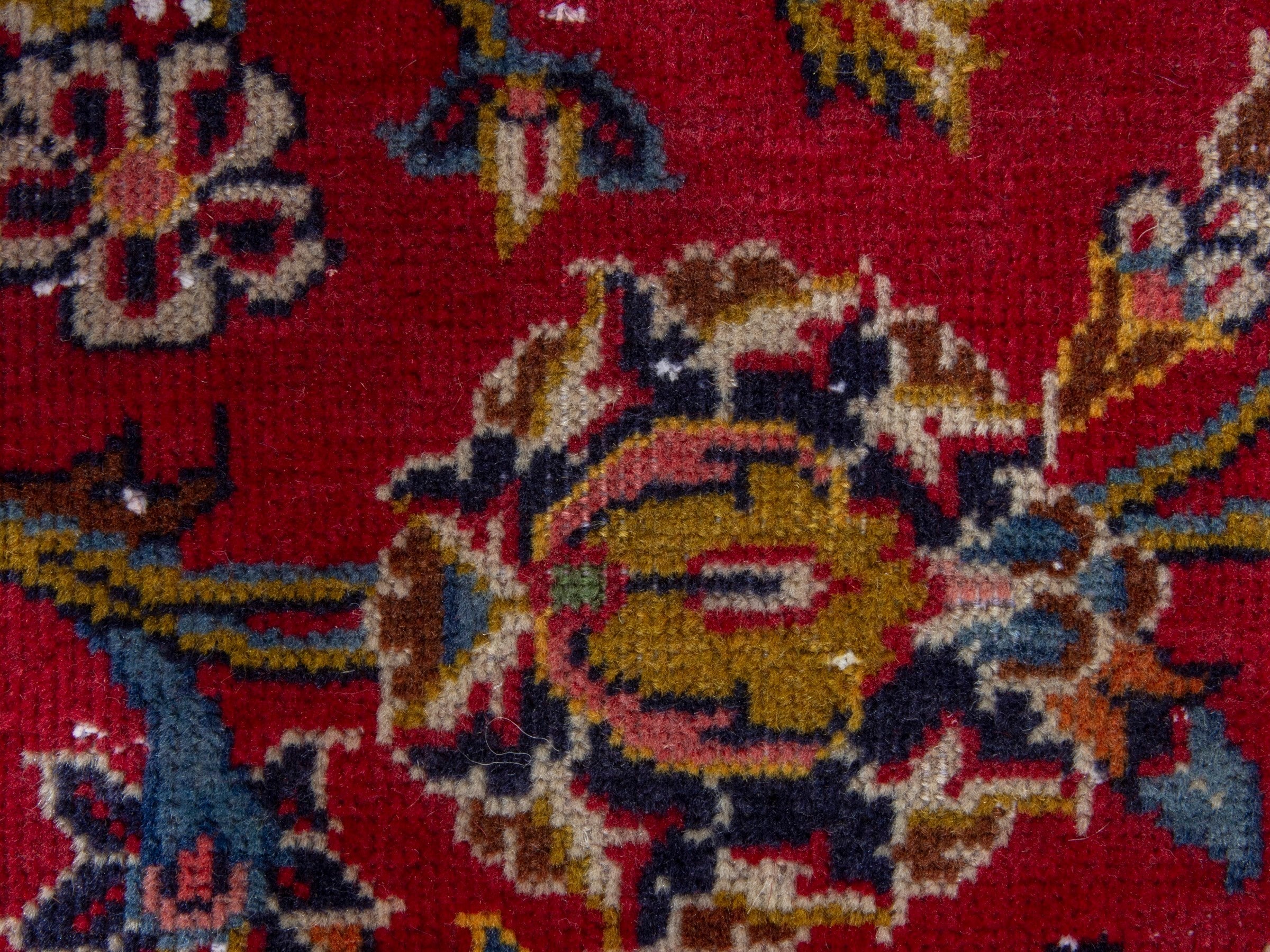 Persian Kashan oversized rug in deep red and navy, view 16 of 23