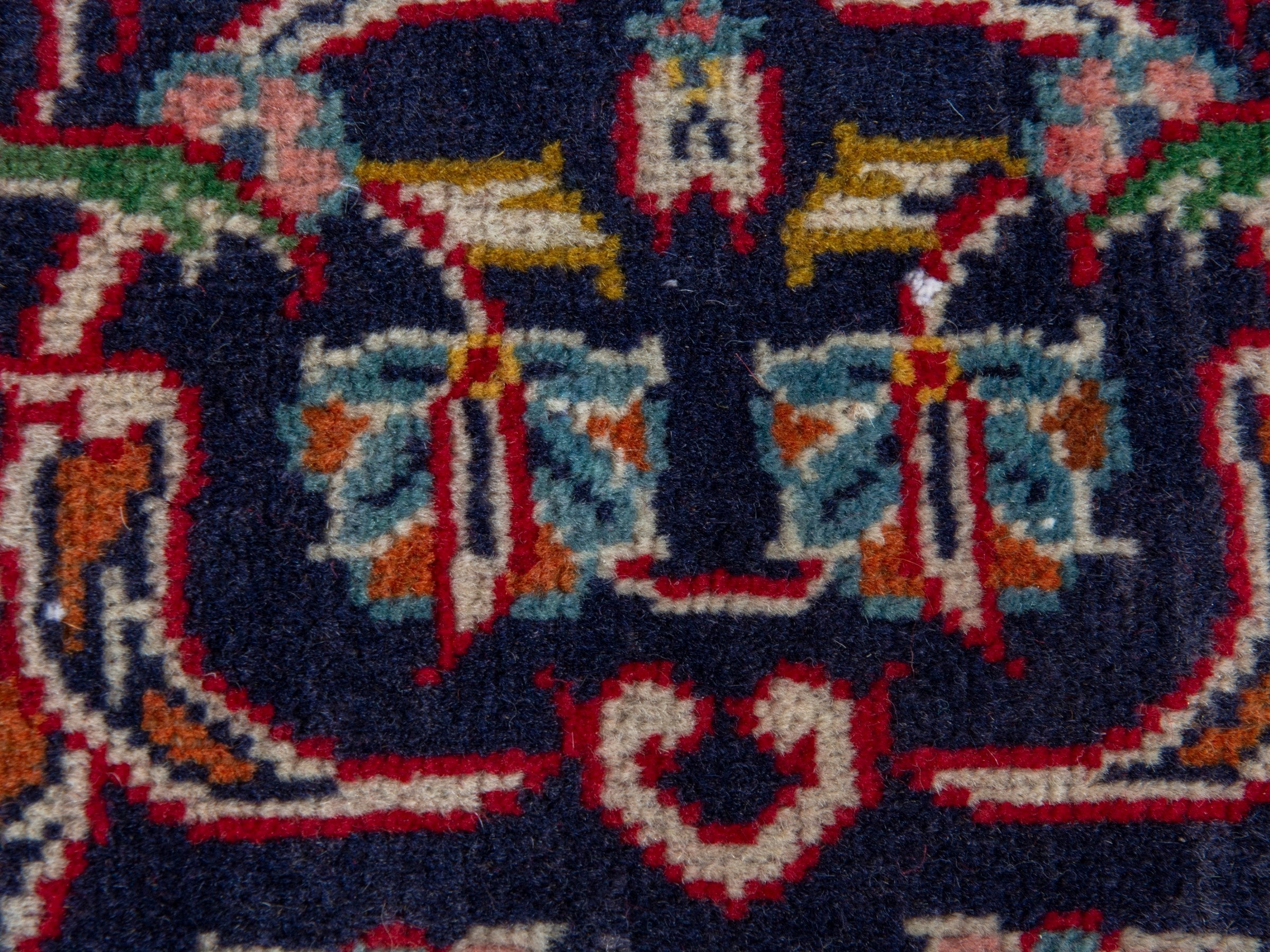 Persian Kashan oversized rug in deep red and navy, view 17 of 23