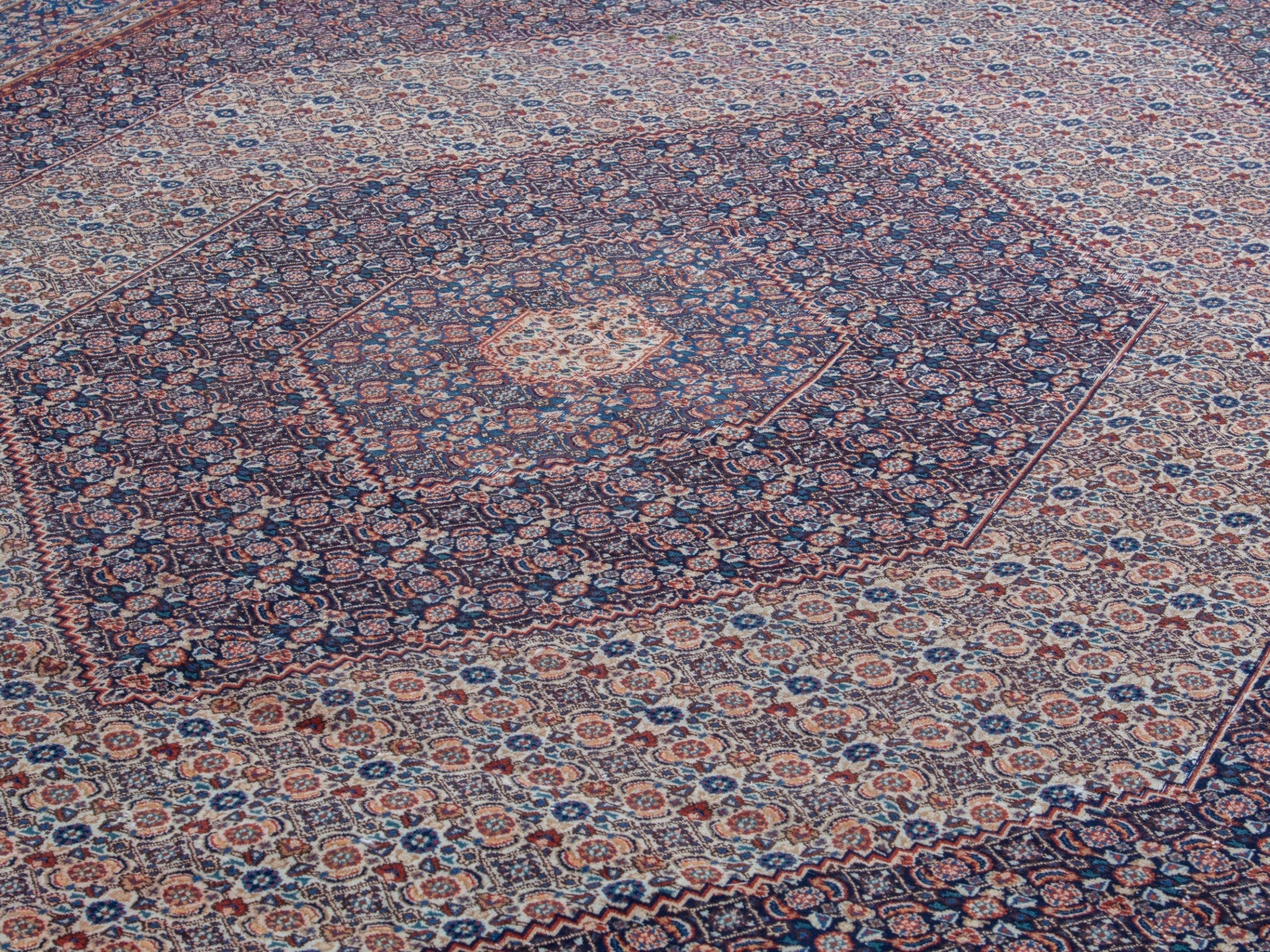 Persian Birjand oversized rug in rust and navy, view 8 of 22