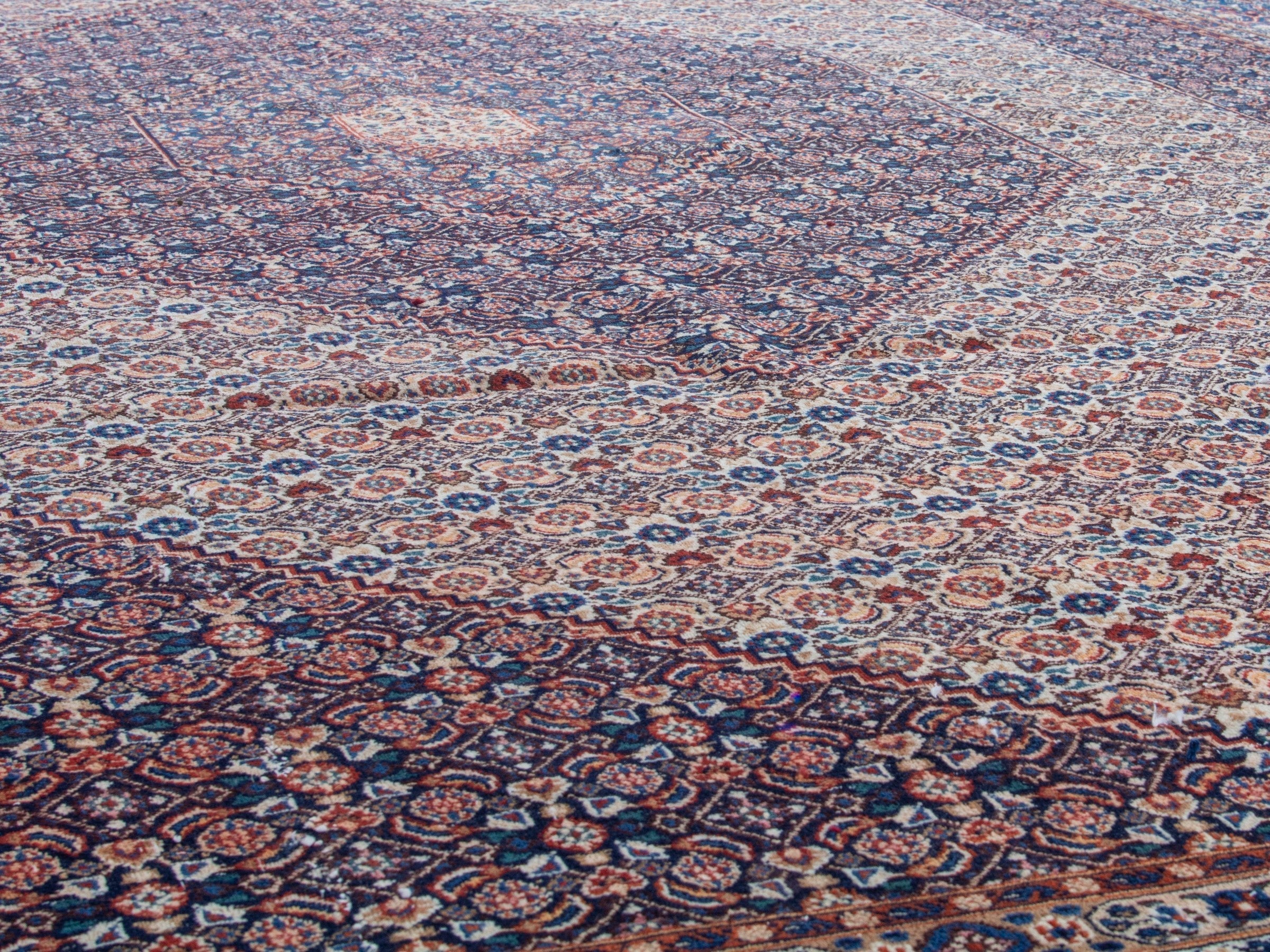 Persian Birjand oversized rug in rust and navy, view 11 of 22