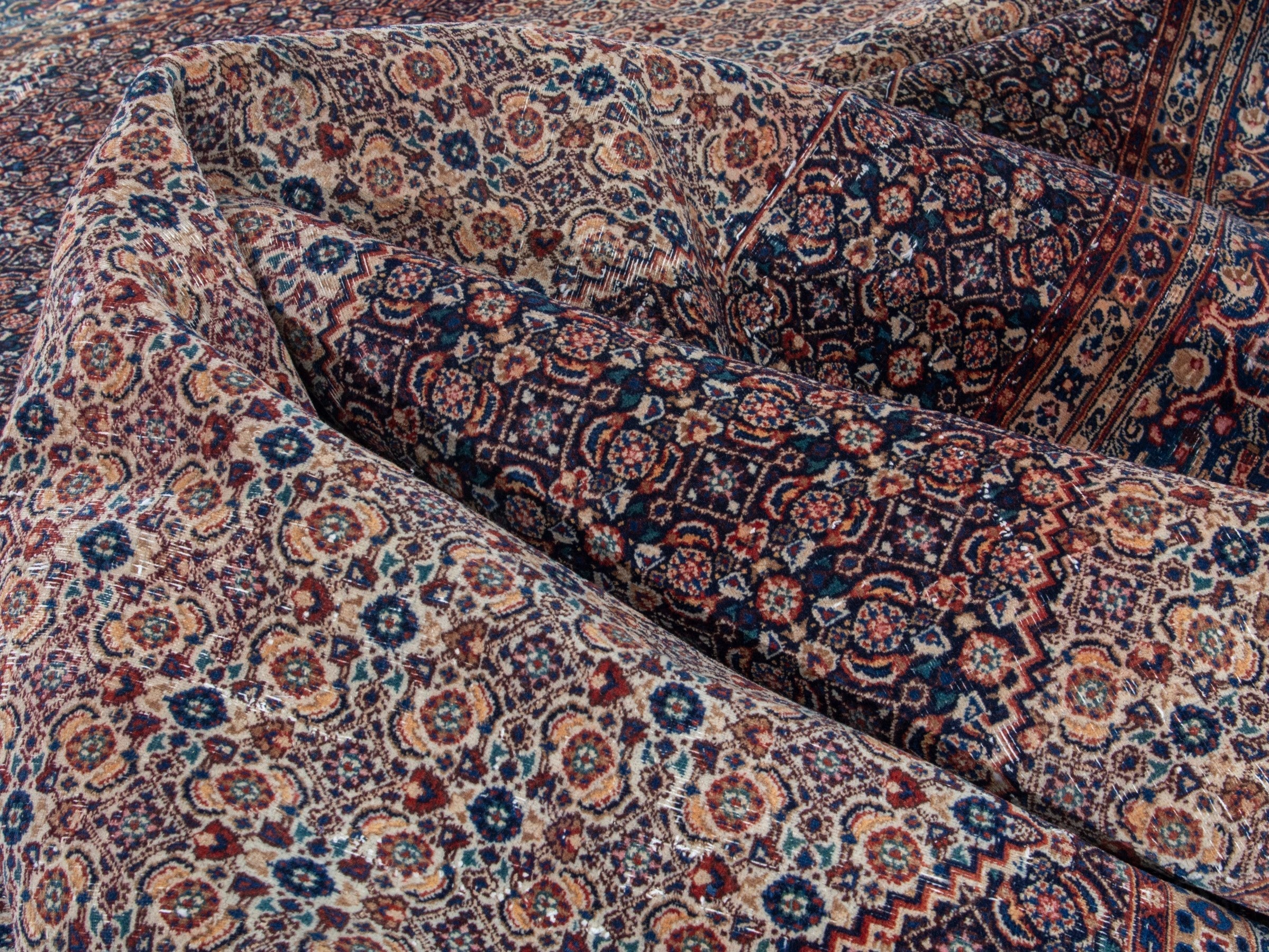 Persian Birjand oversized rug in rust and navy, view 18 of 22