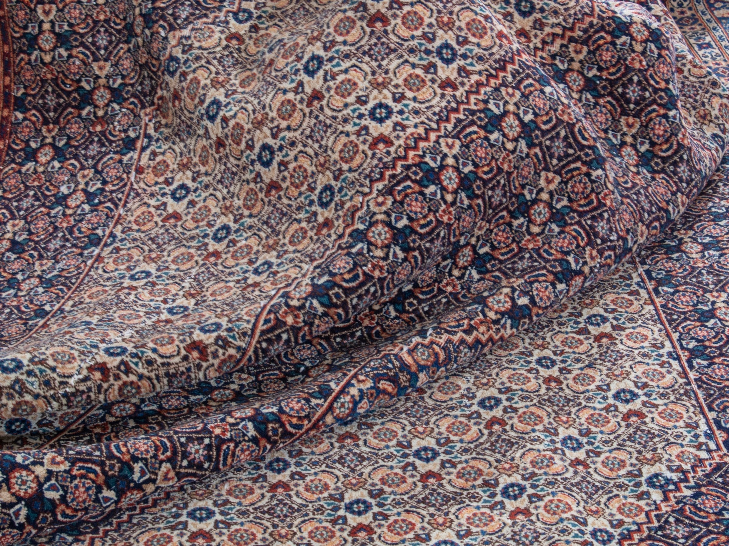 Persian Birjand oversized rug in rust and navy, view 20 of 22