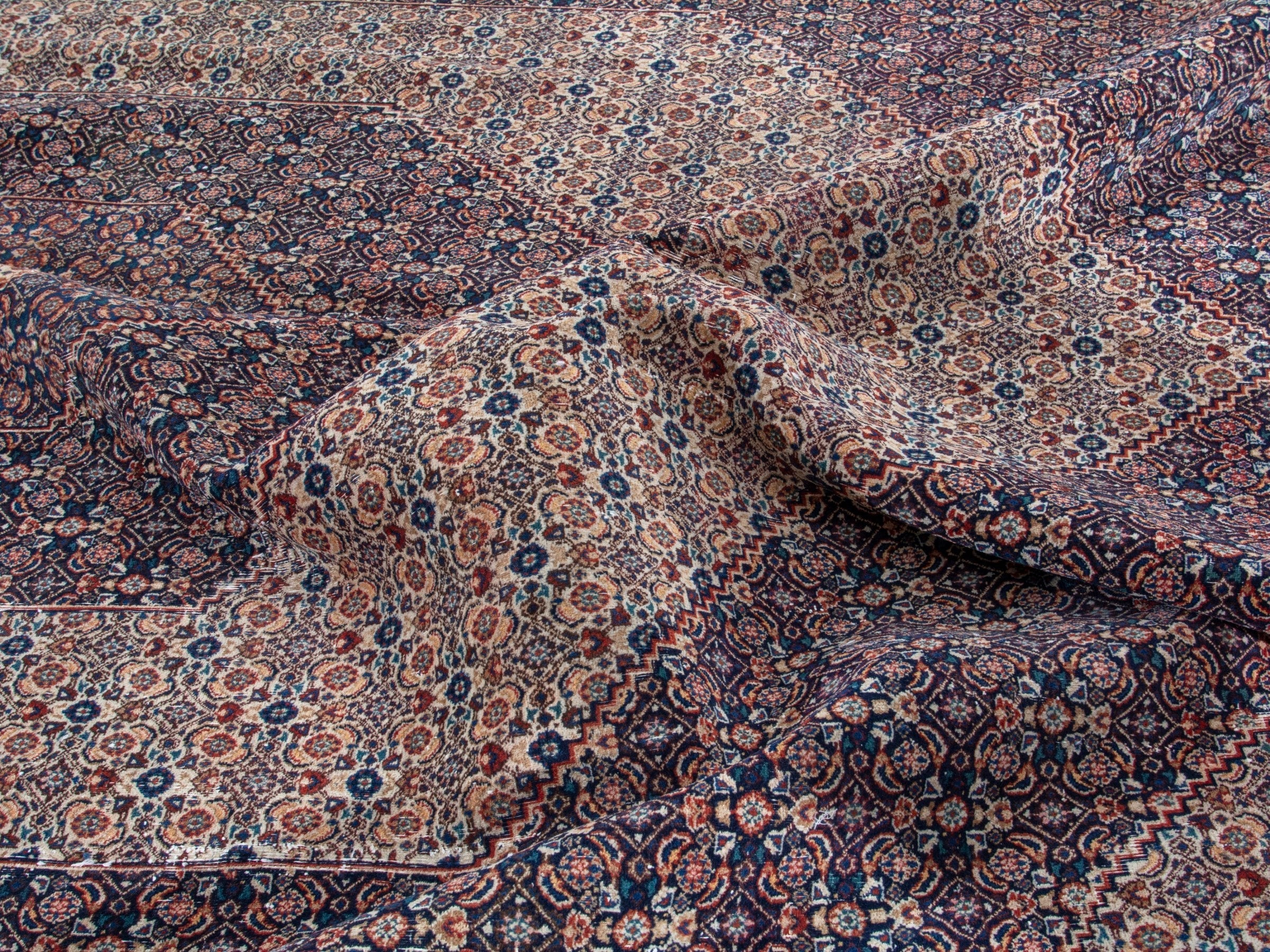 Persian Birjand oversized rug in rust and navy, view 21 of 22