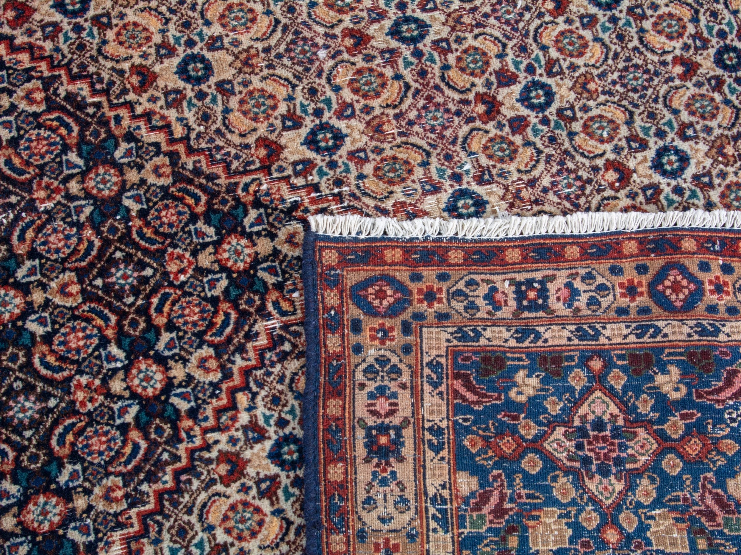 Persian Birjand oversized rug in rust and navy, view 22 of 22