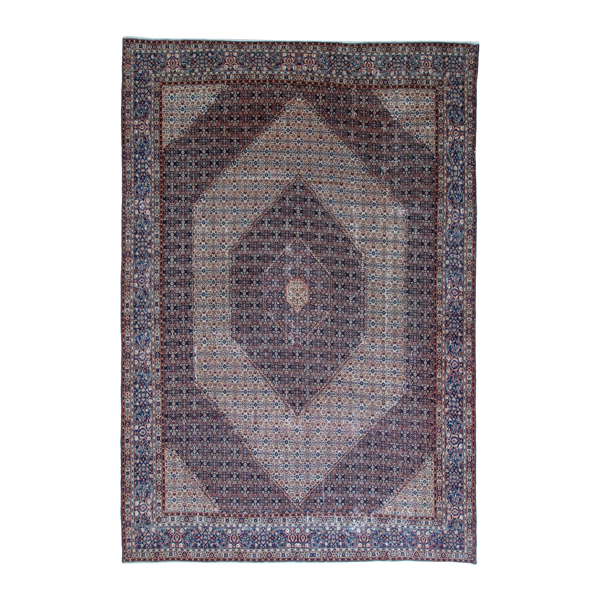Persian Birjand oversized rug in rust and navy, 9'11" x 13'6"